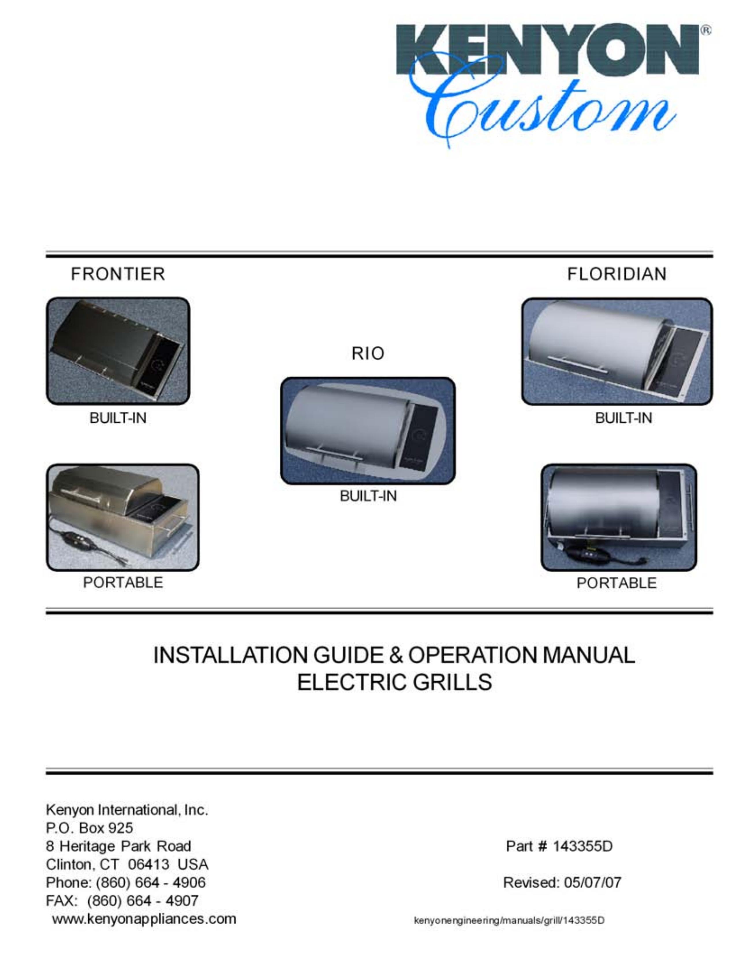 Kenyon 143355D Electric Grill User Manual