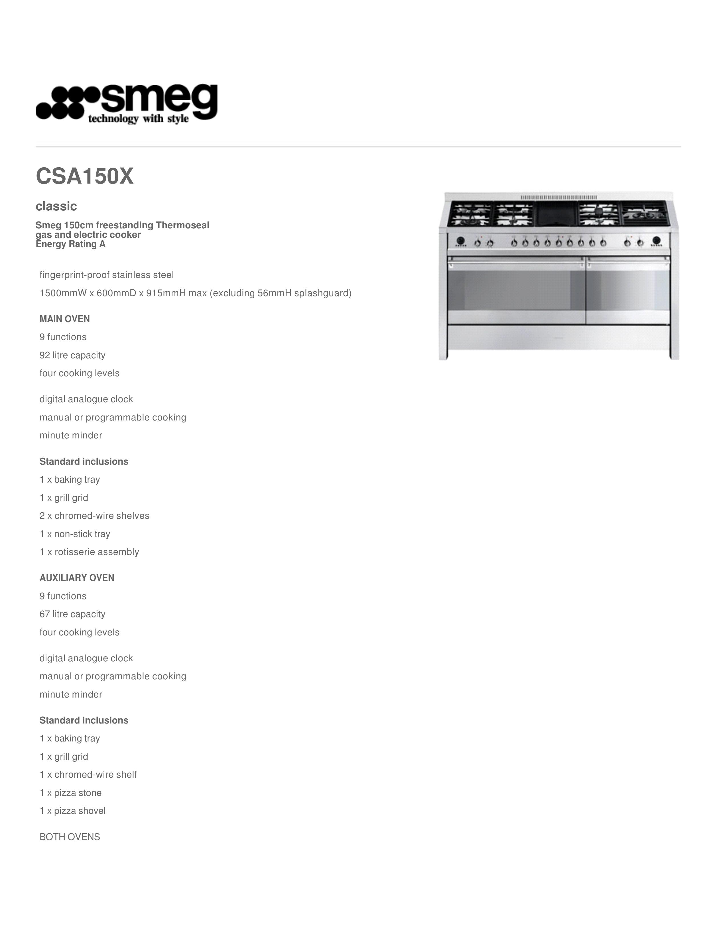 Smeg CSA150X Electric Grill User Manual