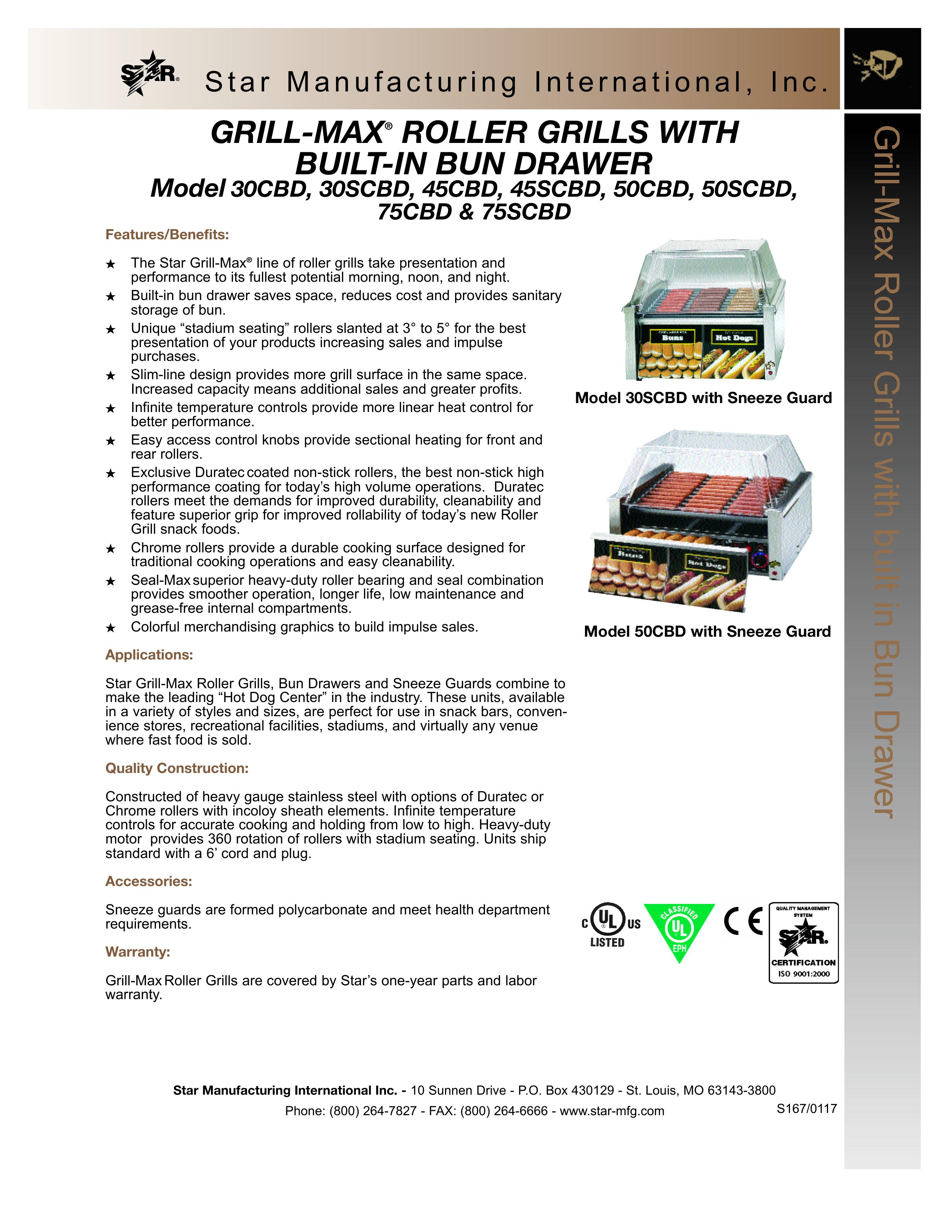 Star Manufacturing 50CBD Electric Grill User Manual