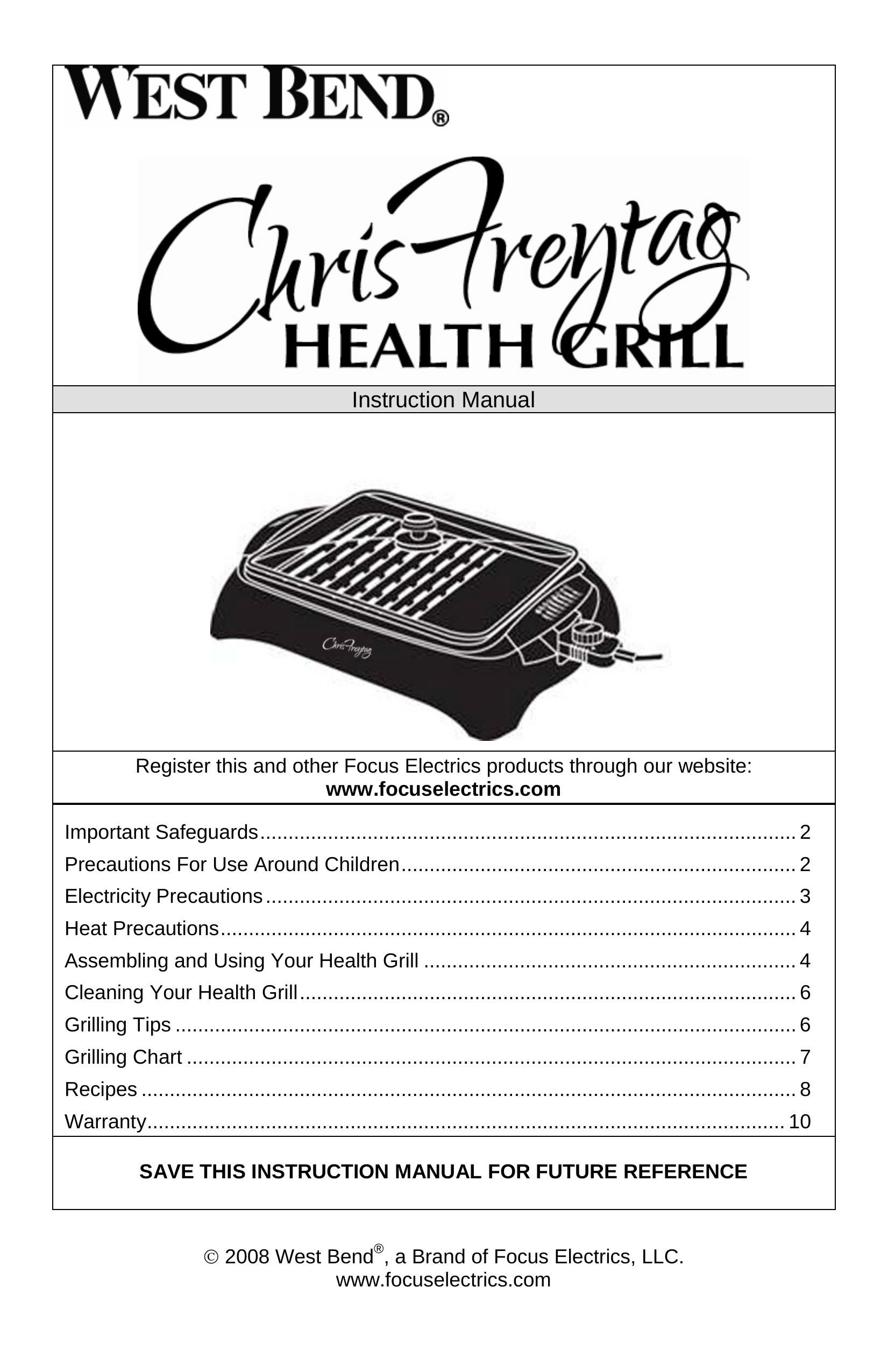 West Bend 6111CF Electric Grill User Manual