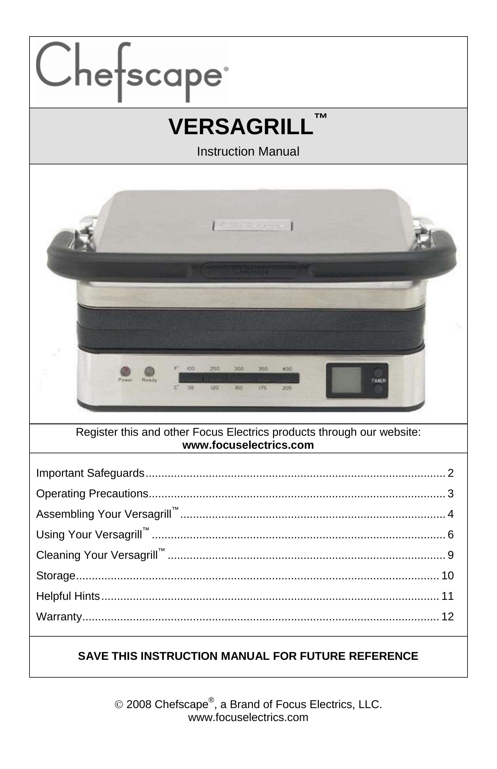 West Bend PRGR1000 Electric Grill User Manual