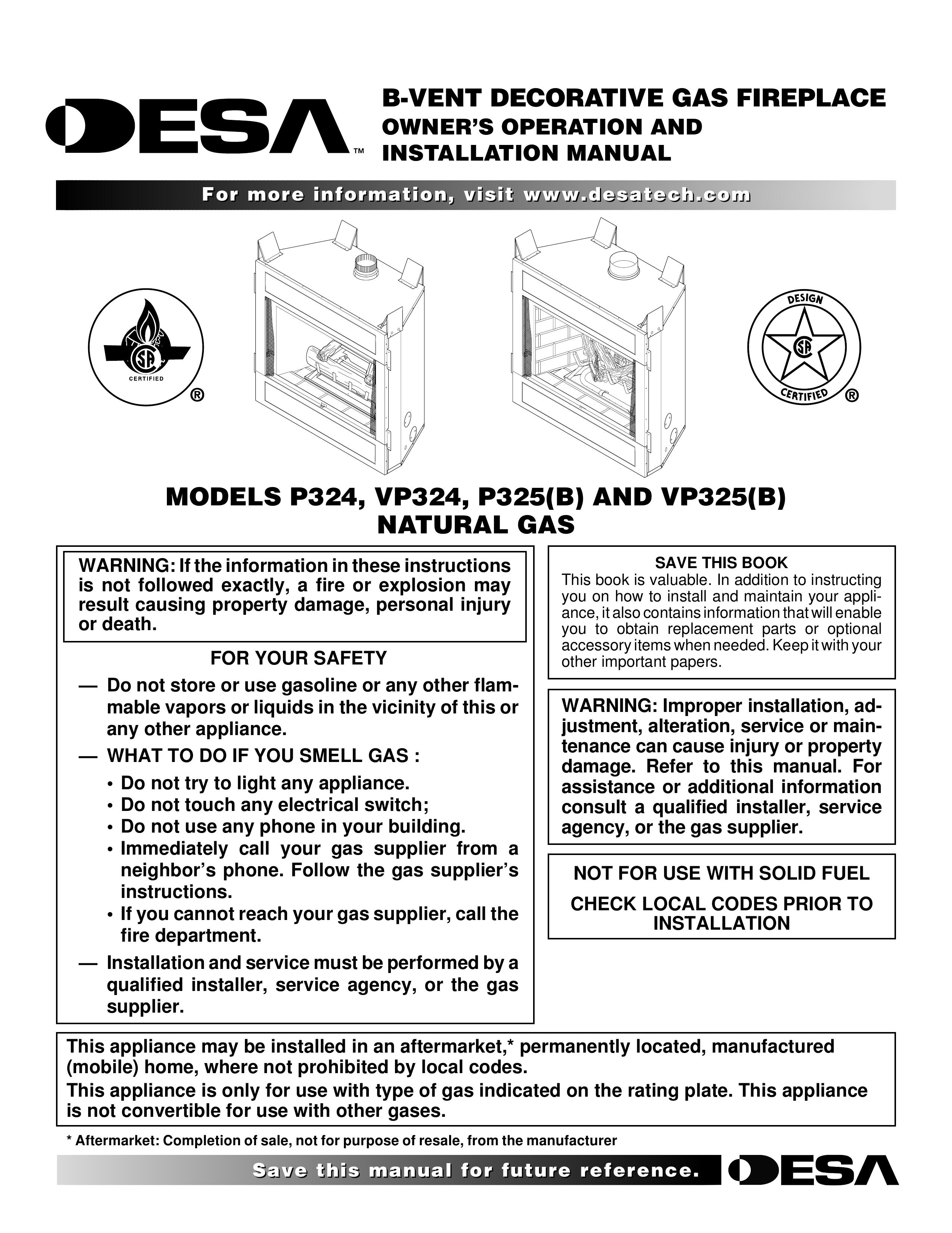 Desa P325(B) Fire Pit User Manual