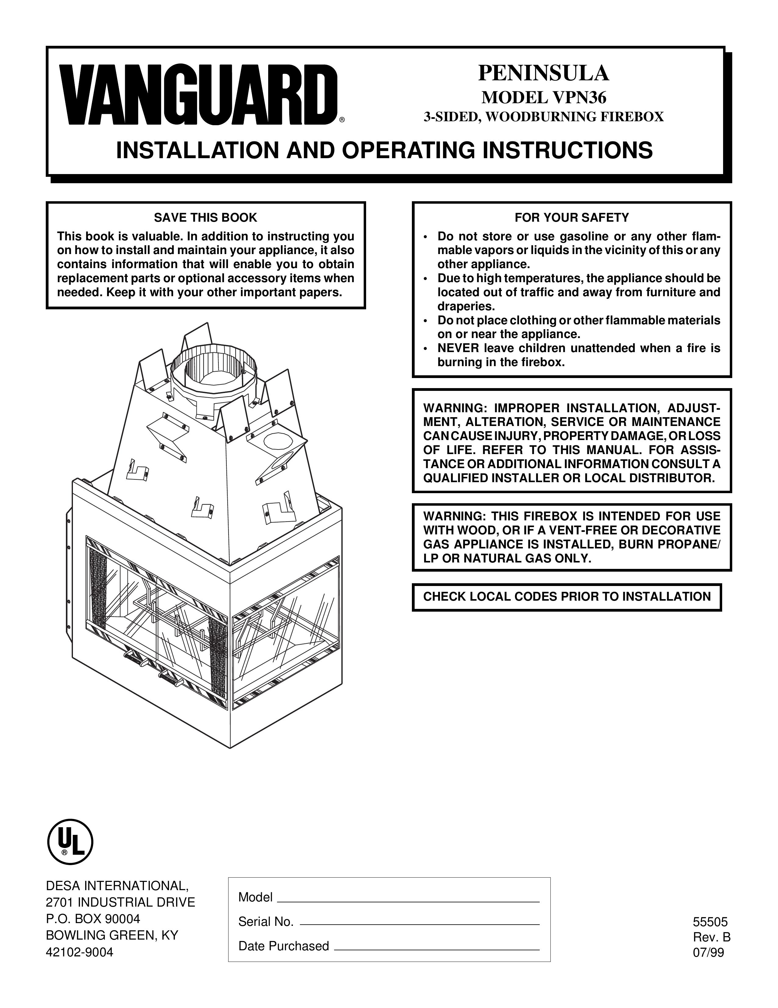Desa VPN36 3-SIDED Fire Pit User Manual