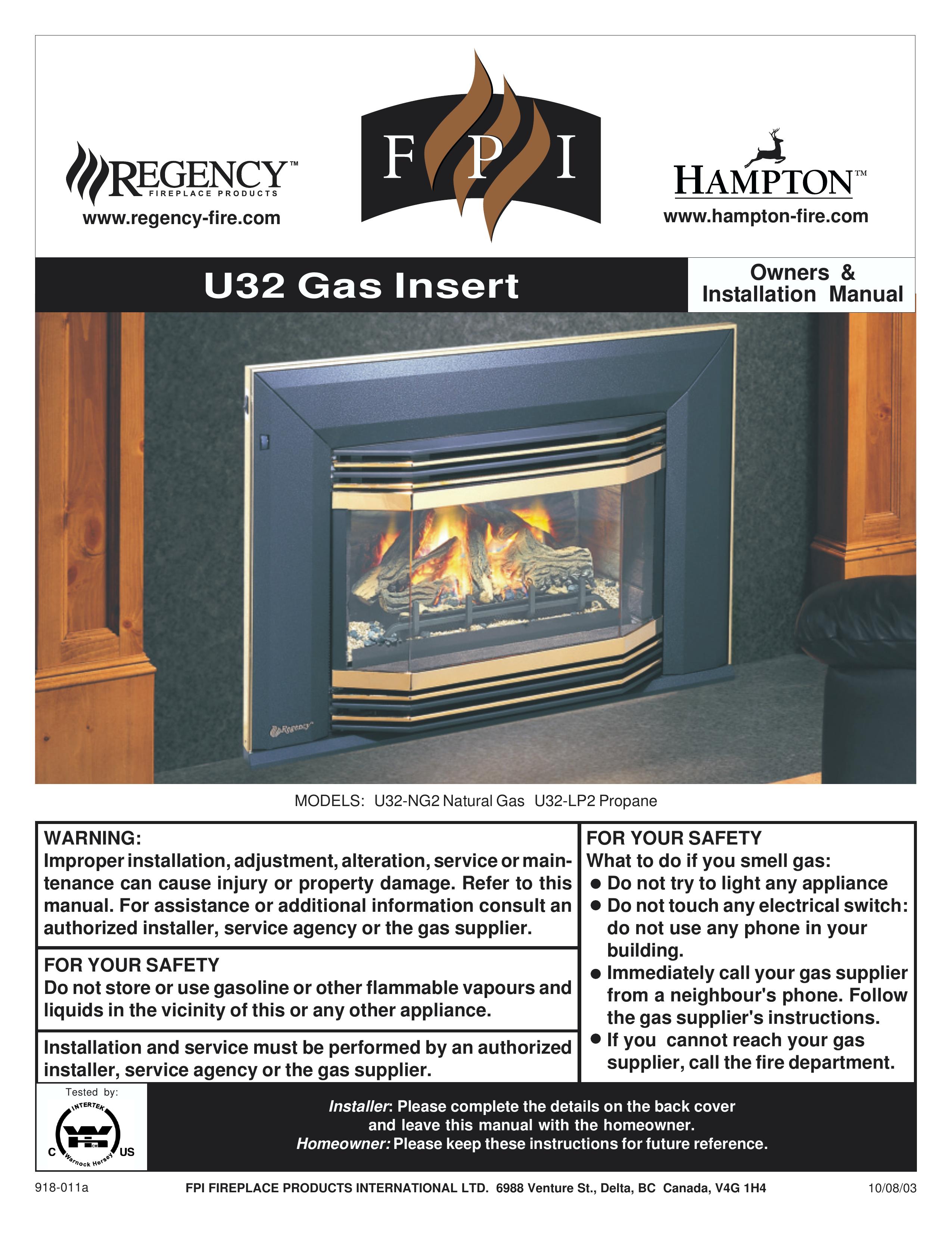 Hampton Direct U32-LP2 Fire Pit User Manual