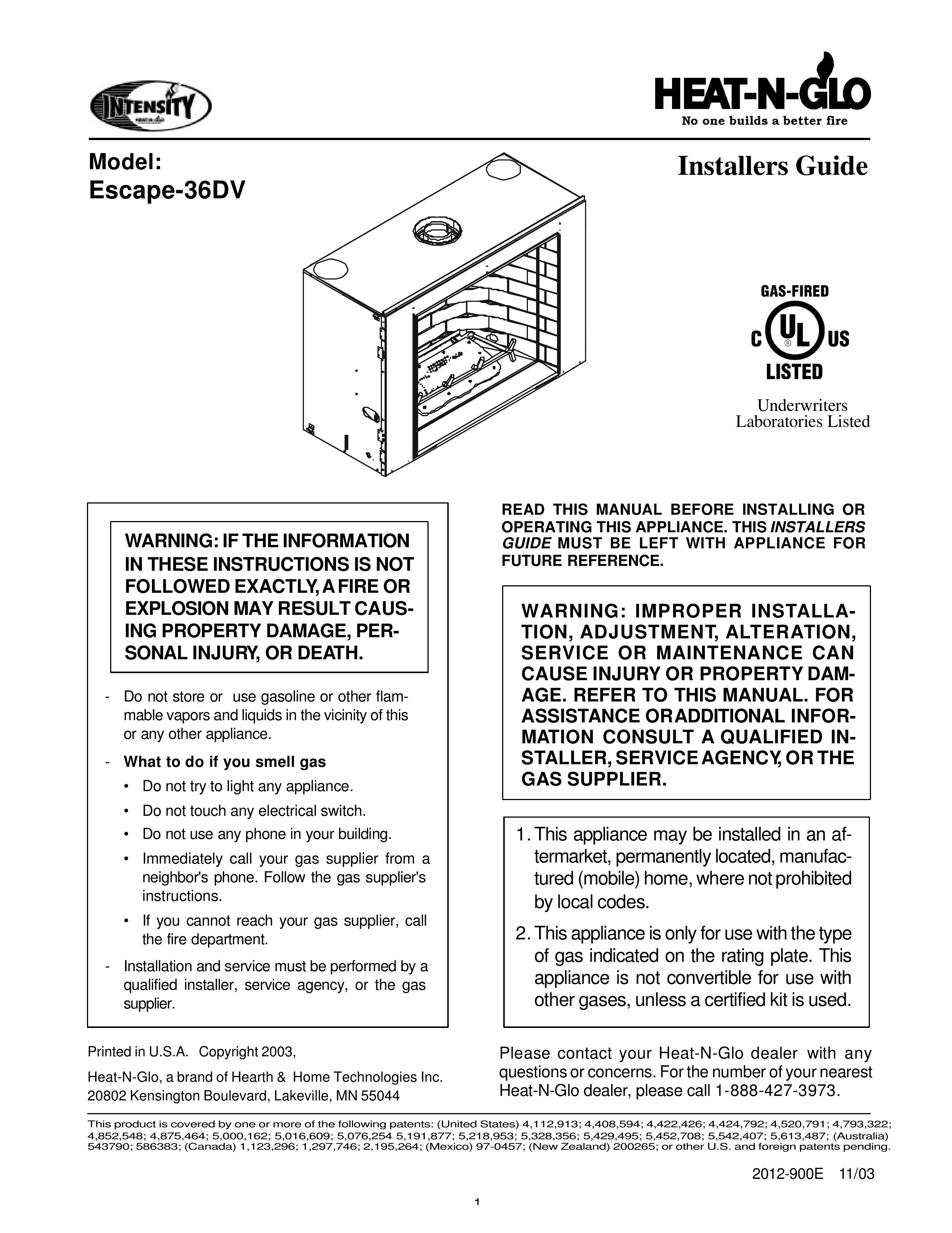 Heat & Glo LifeStyle 36DV Fire Pit User Manual