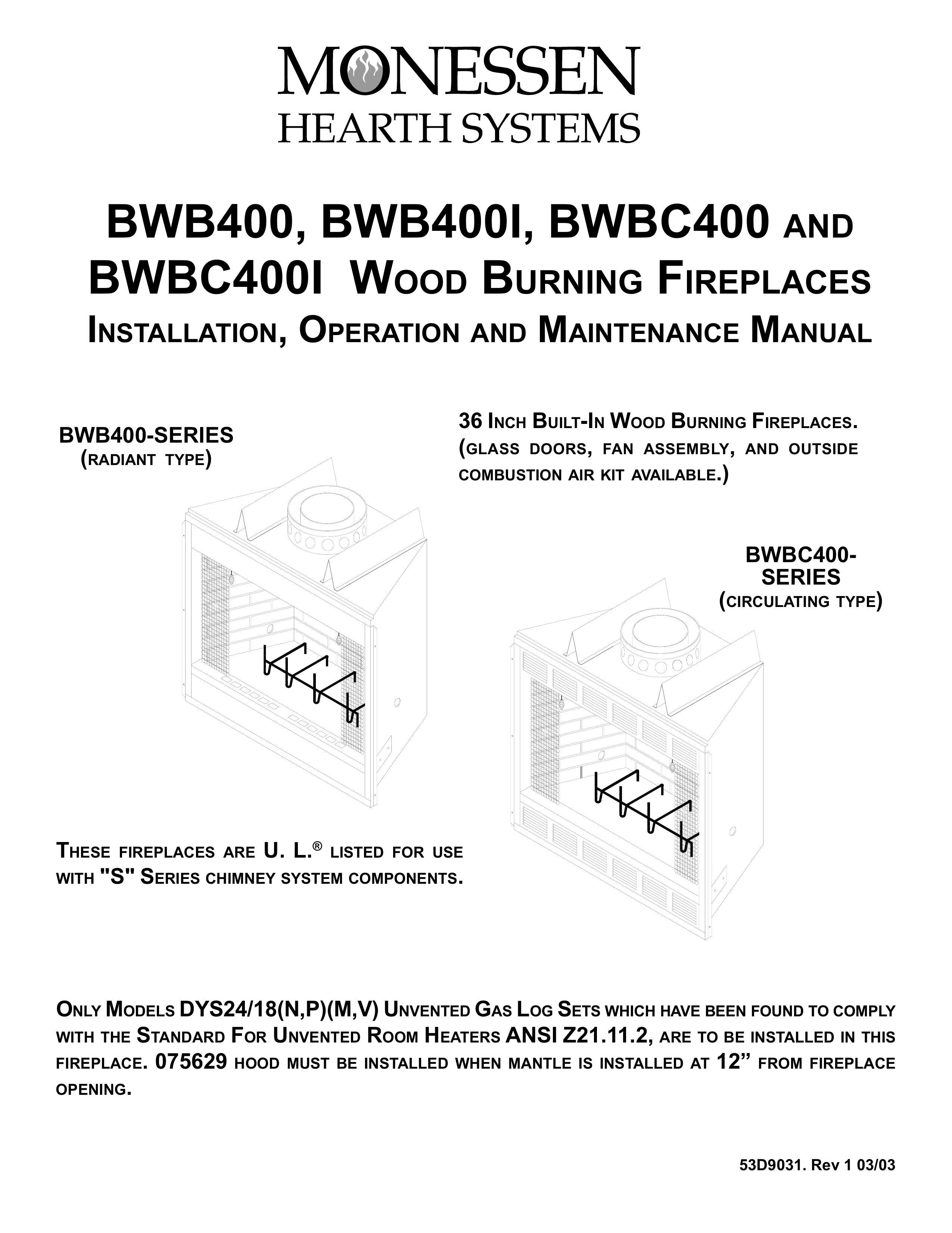 Monessen Hearth BWBC400 Fire Pit User Manual