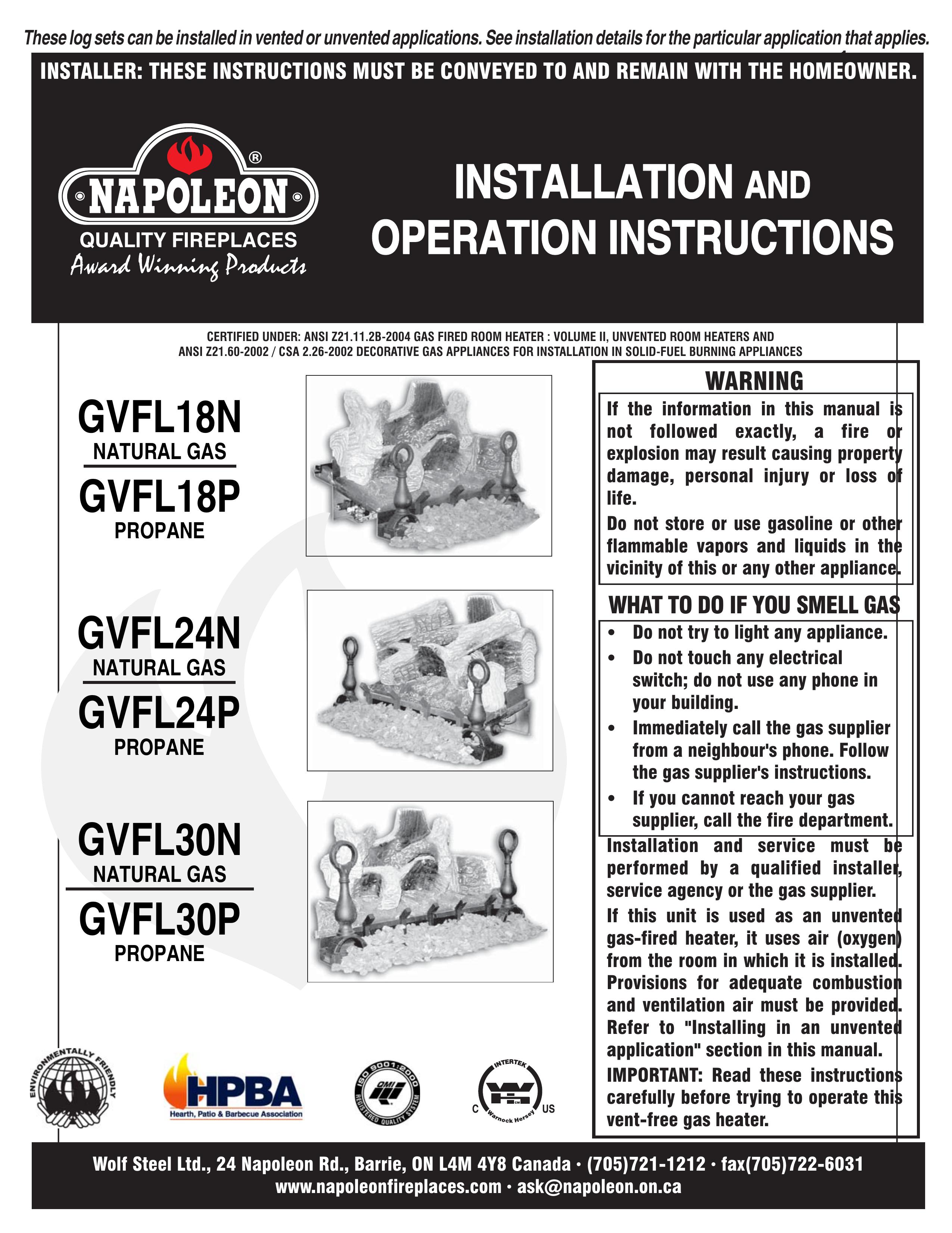 Napoleon Fireplaces GLVF18N Fire Pit User Manual