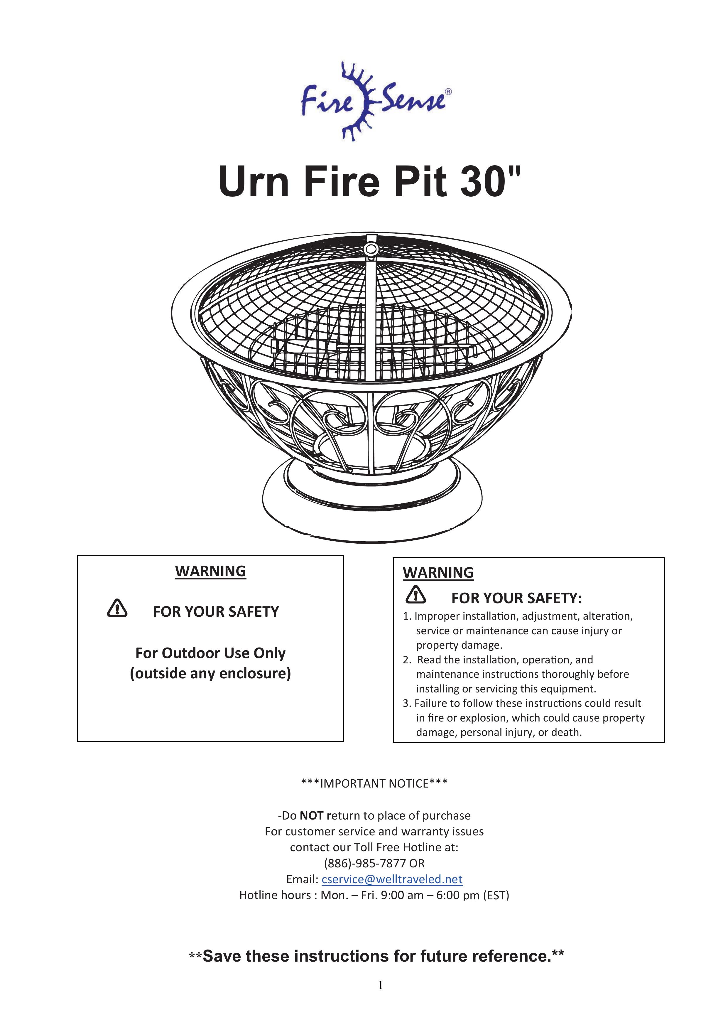 Well Traveled Living Urn Fire Pit User Manual