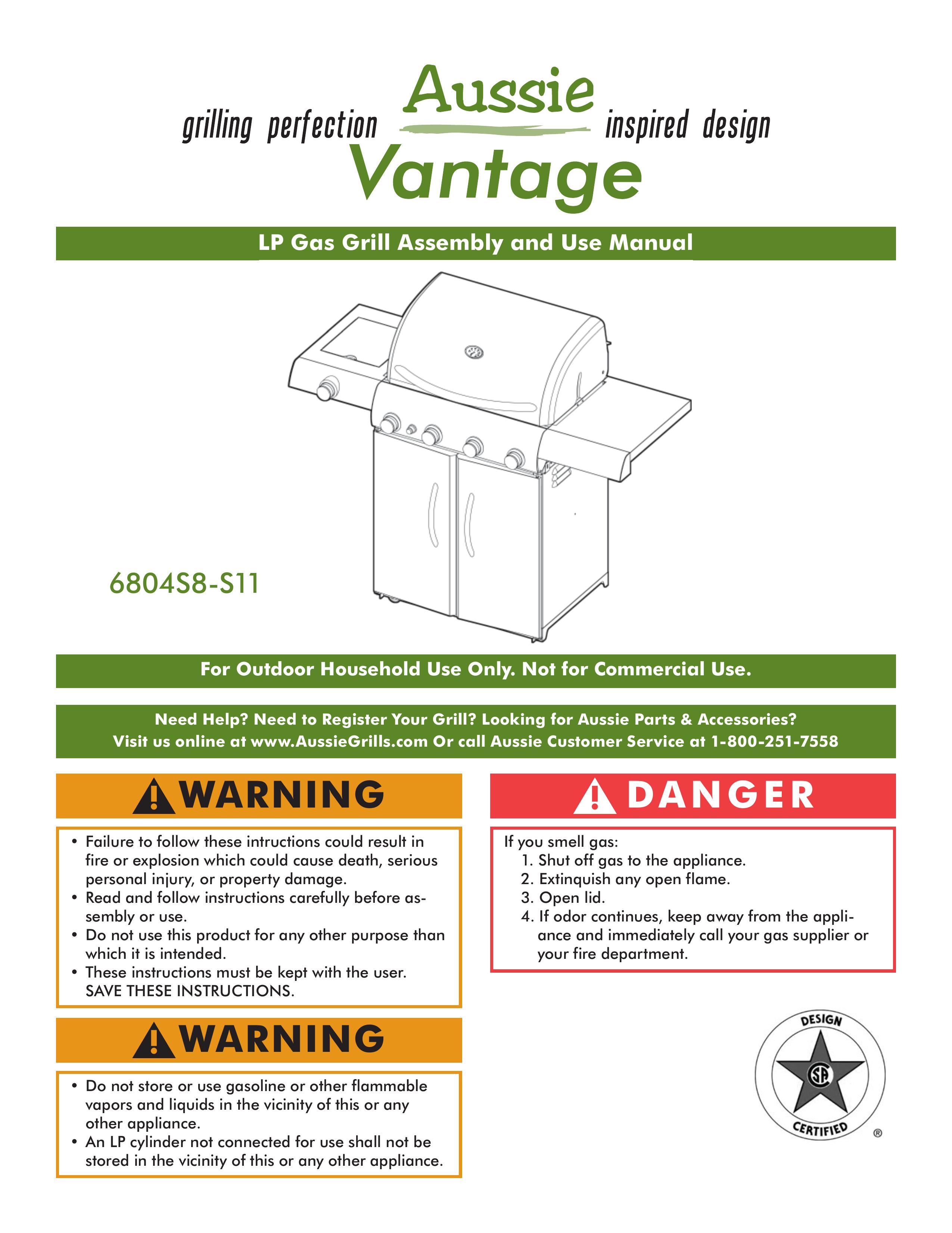 Aussie 6804S8-S11 Gas Grill User Manual