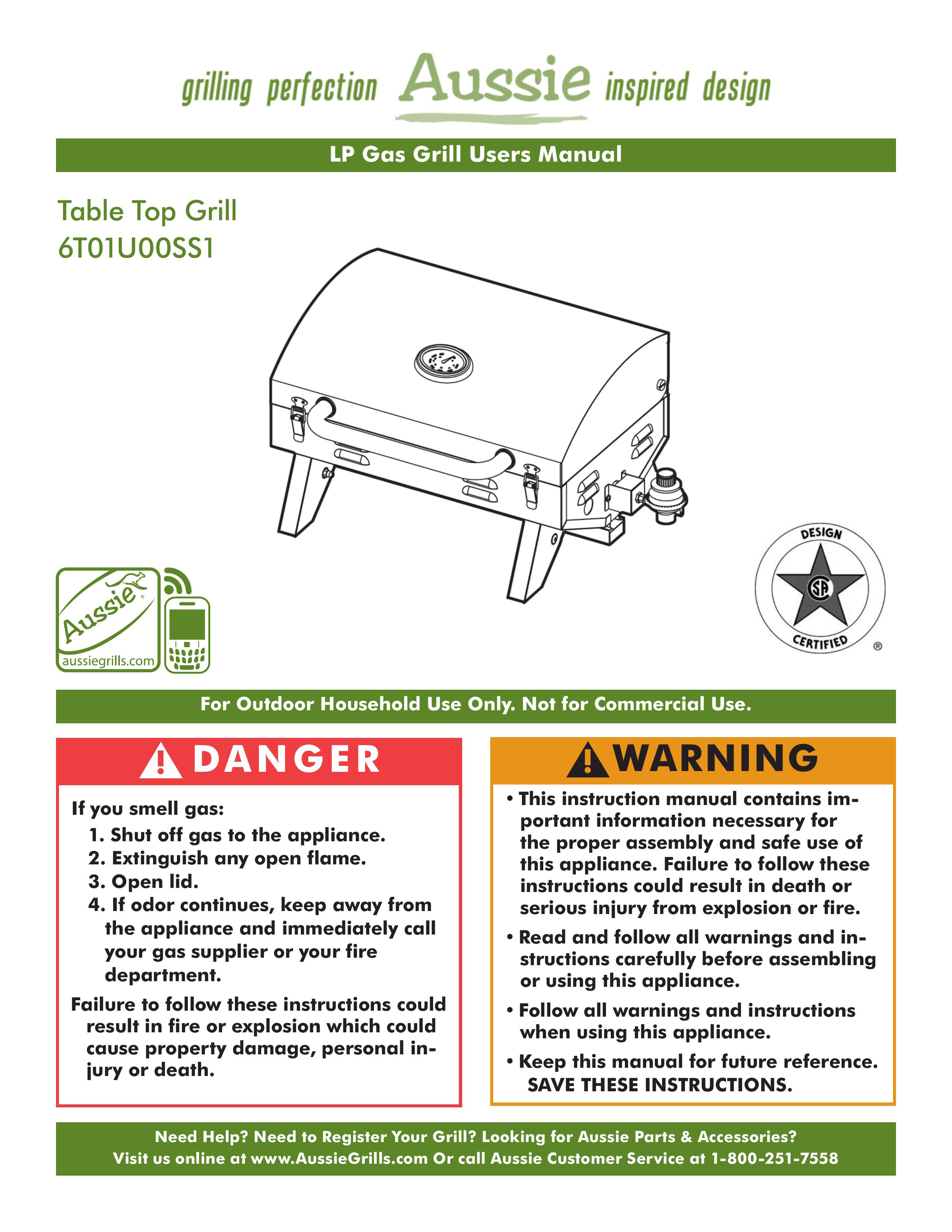 Aussie 6T01U00SS1 Gas Grill User Manual