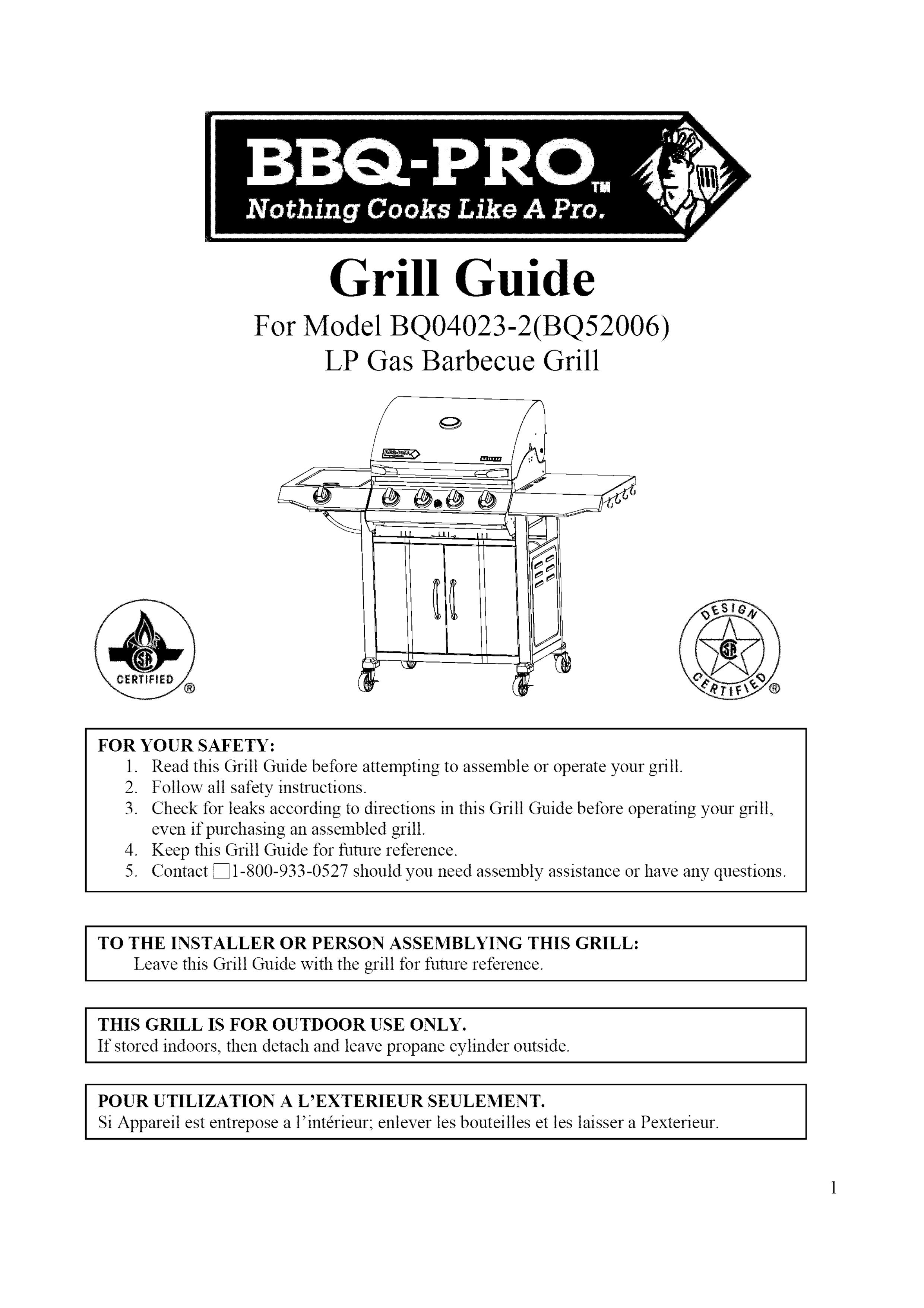 BBQ Pro BQ52006 Gas Grill User Manual