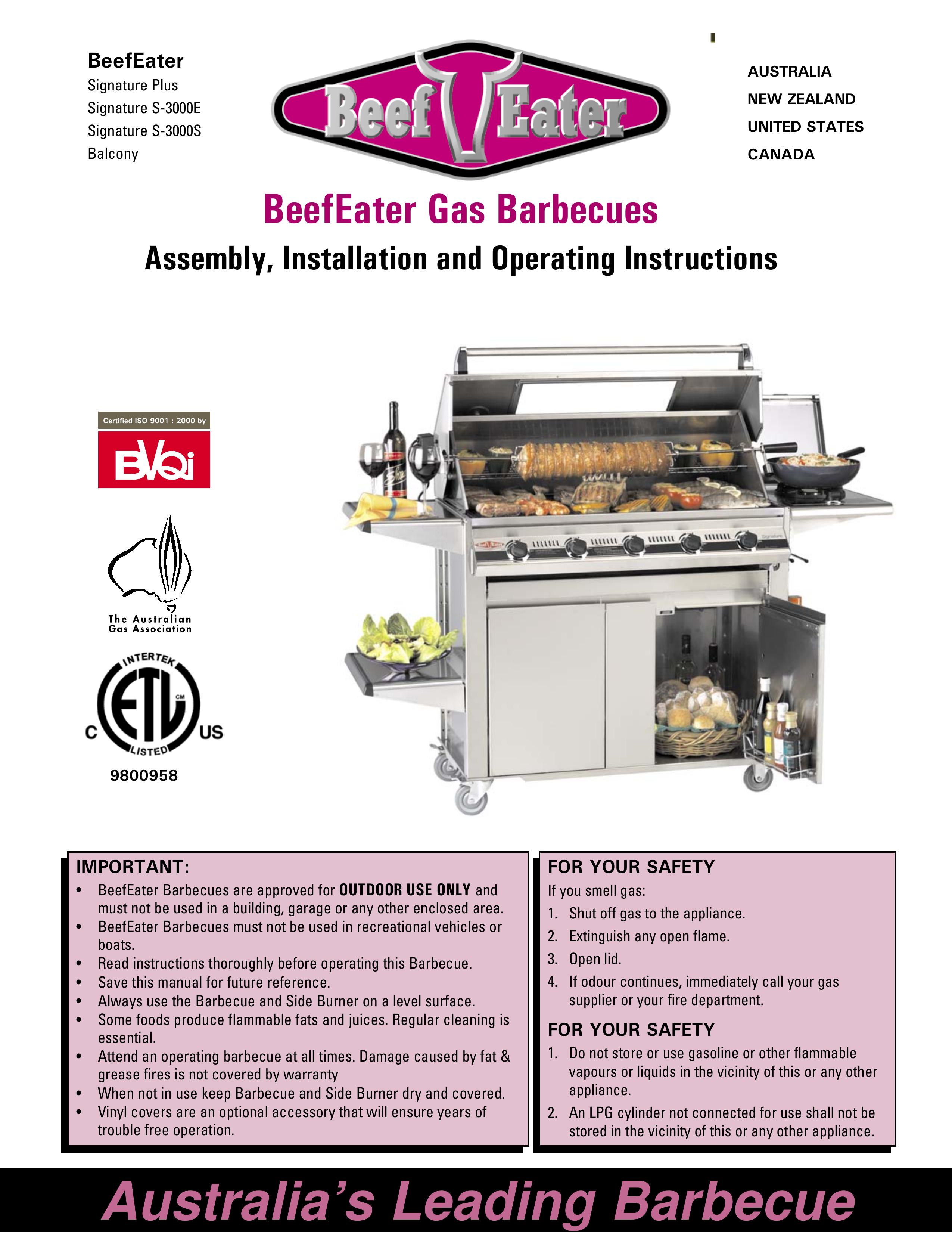 BeefEater Gas Barbecues Gas Grill User Manual