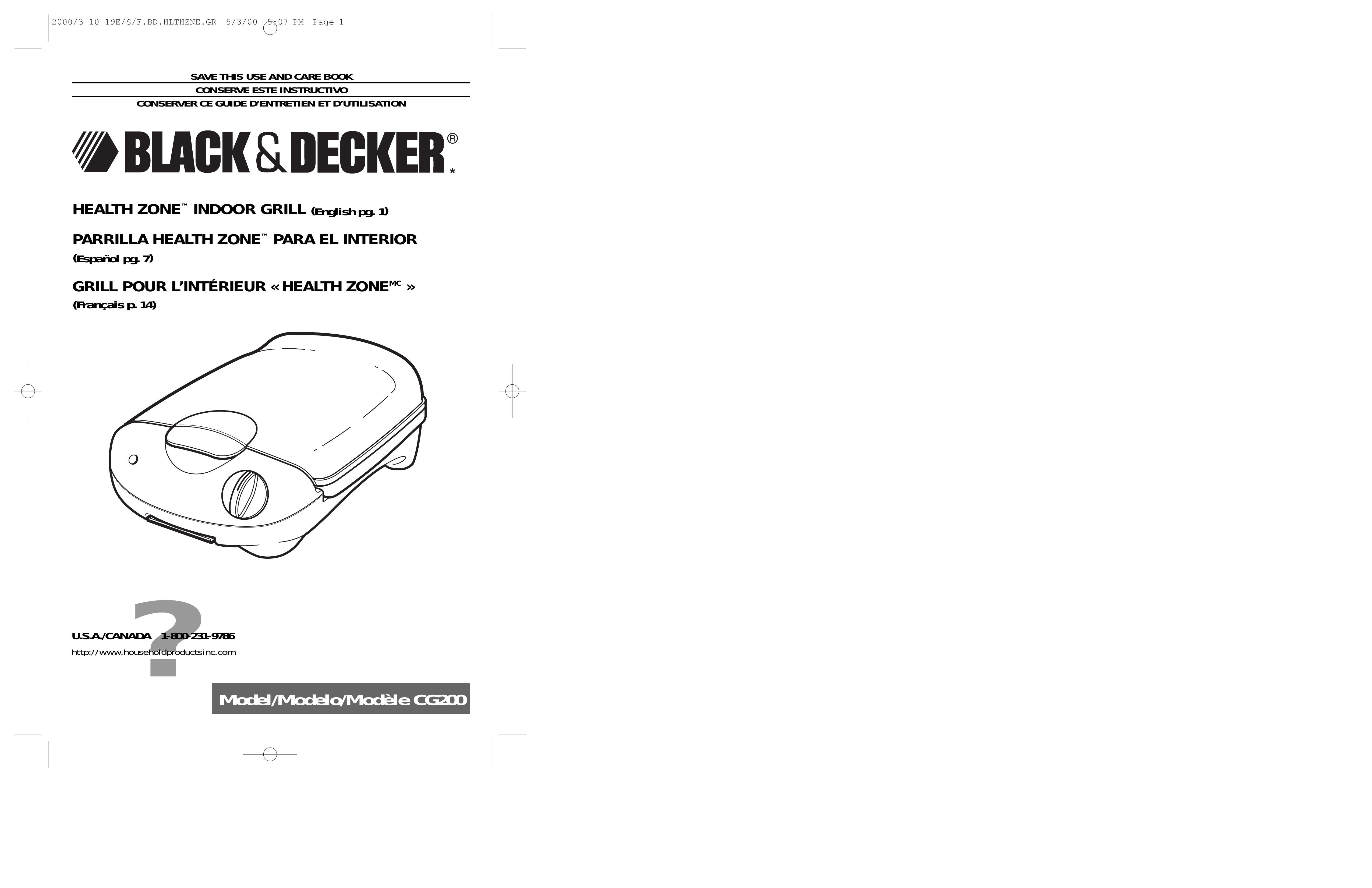 Black & Decker CG200 Gas Grill User Manual