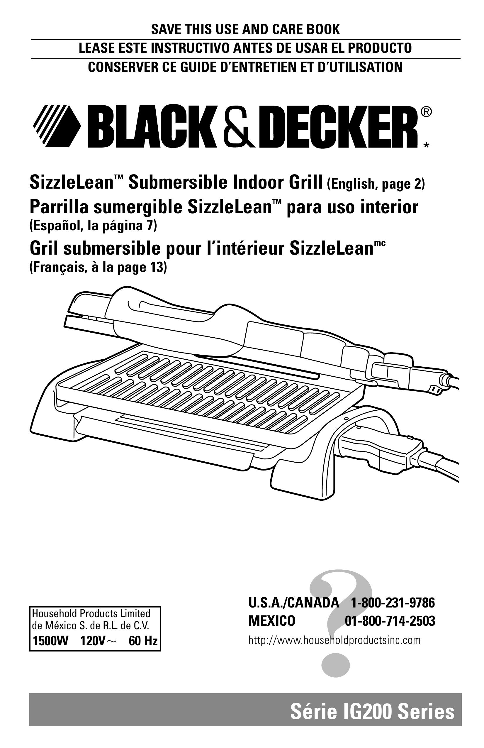 Black & Decker IG200 Series Gas Grill User Manual
