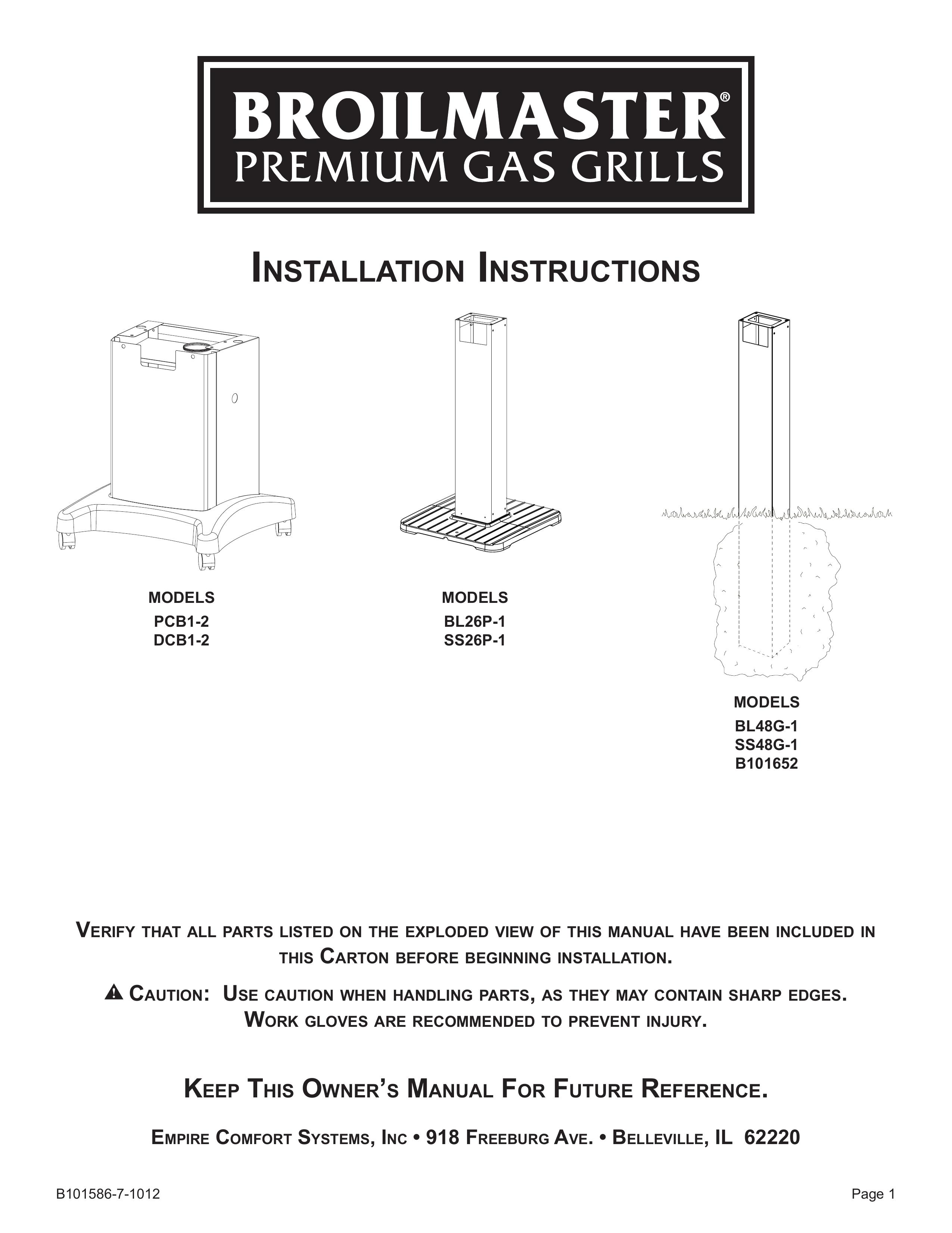 Broilmaster B101652 Gas Grill User Manual