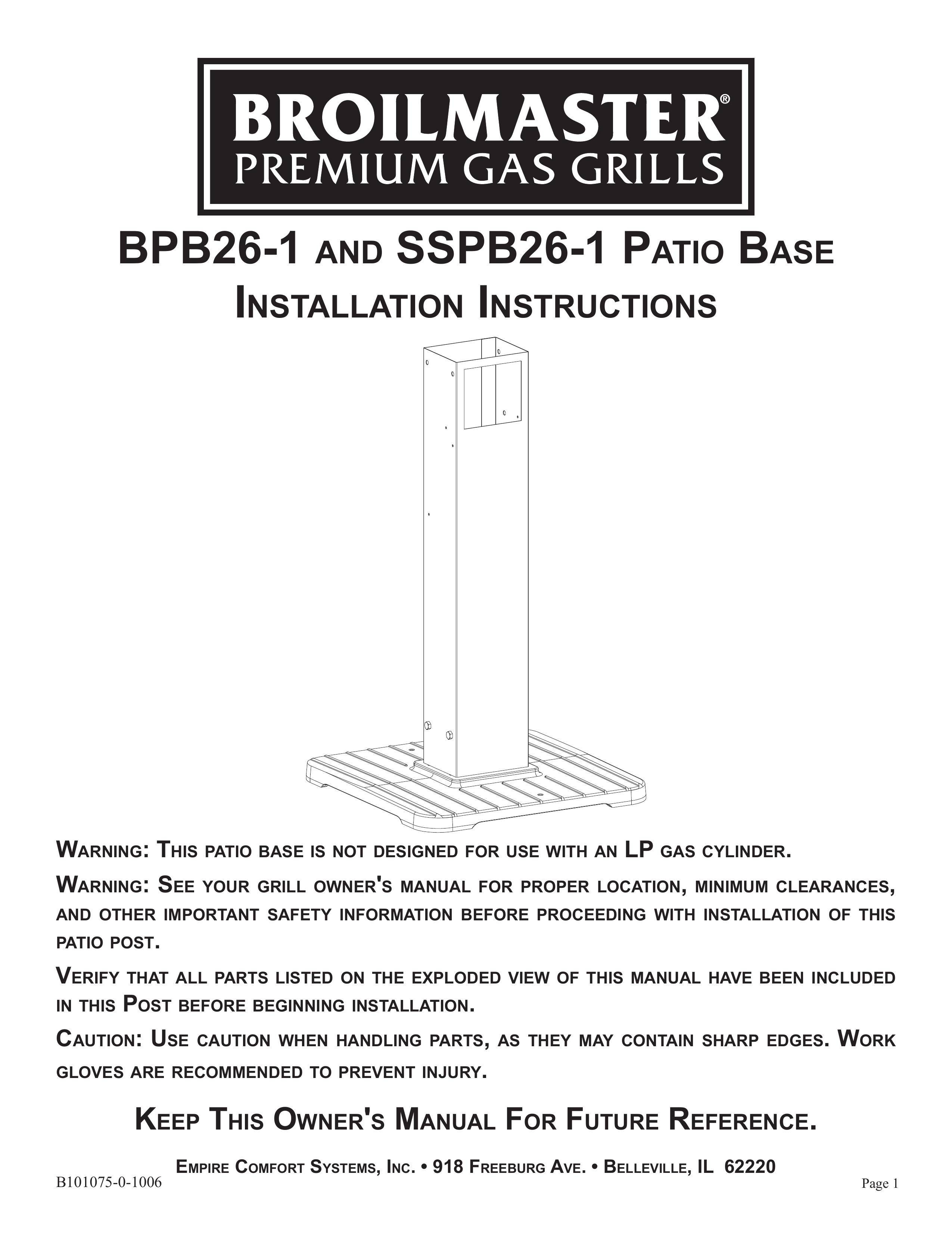 Broilmaster BPB26-1 Gas Grill User Manual