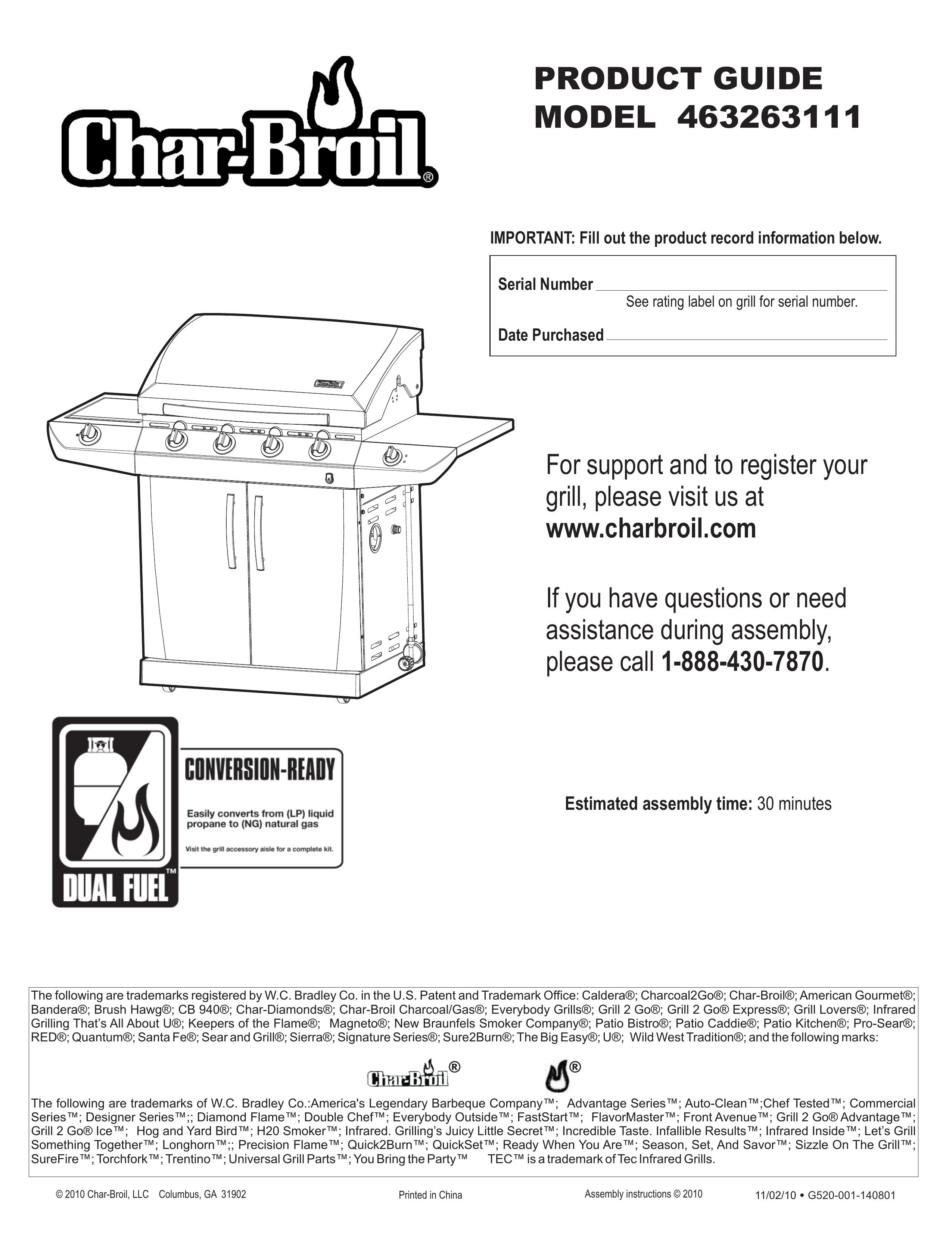 Char-Broil 463263111 Gas Grill User Manual