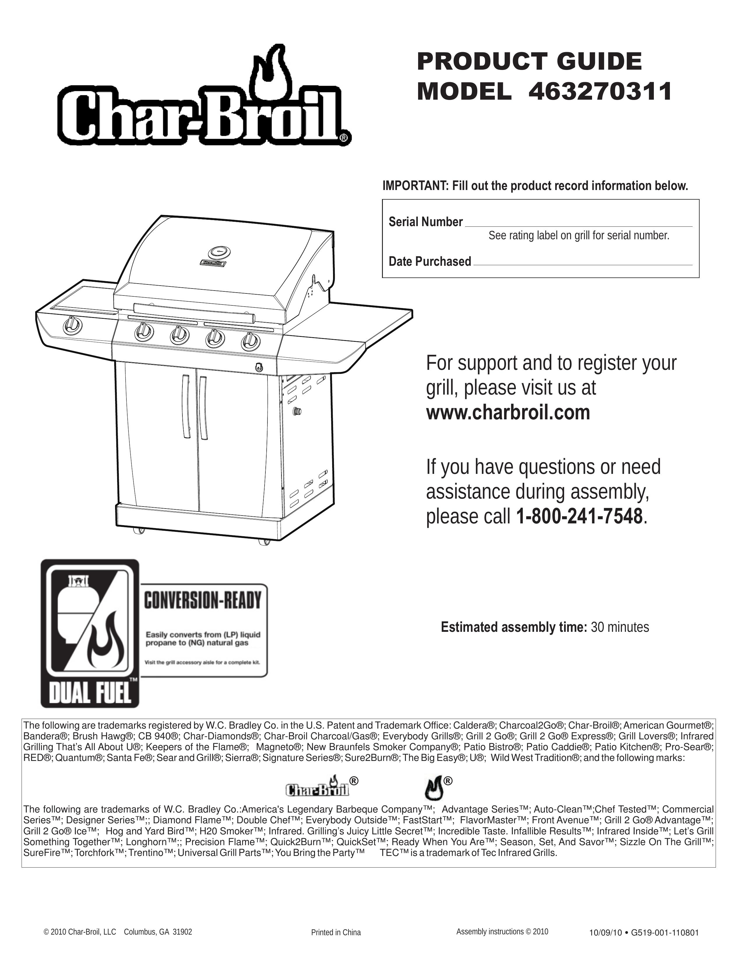 Char-Broil 463270311 Gas Grill User Manual