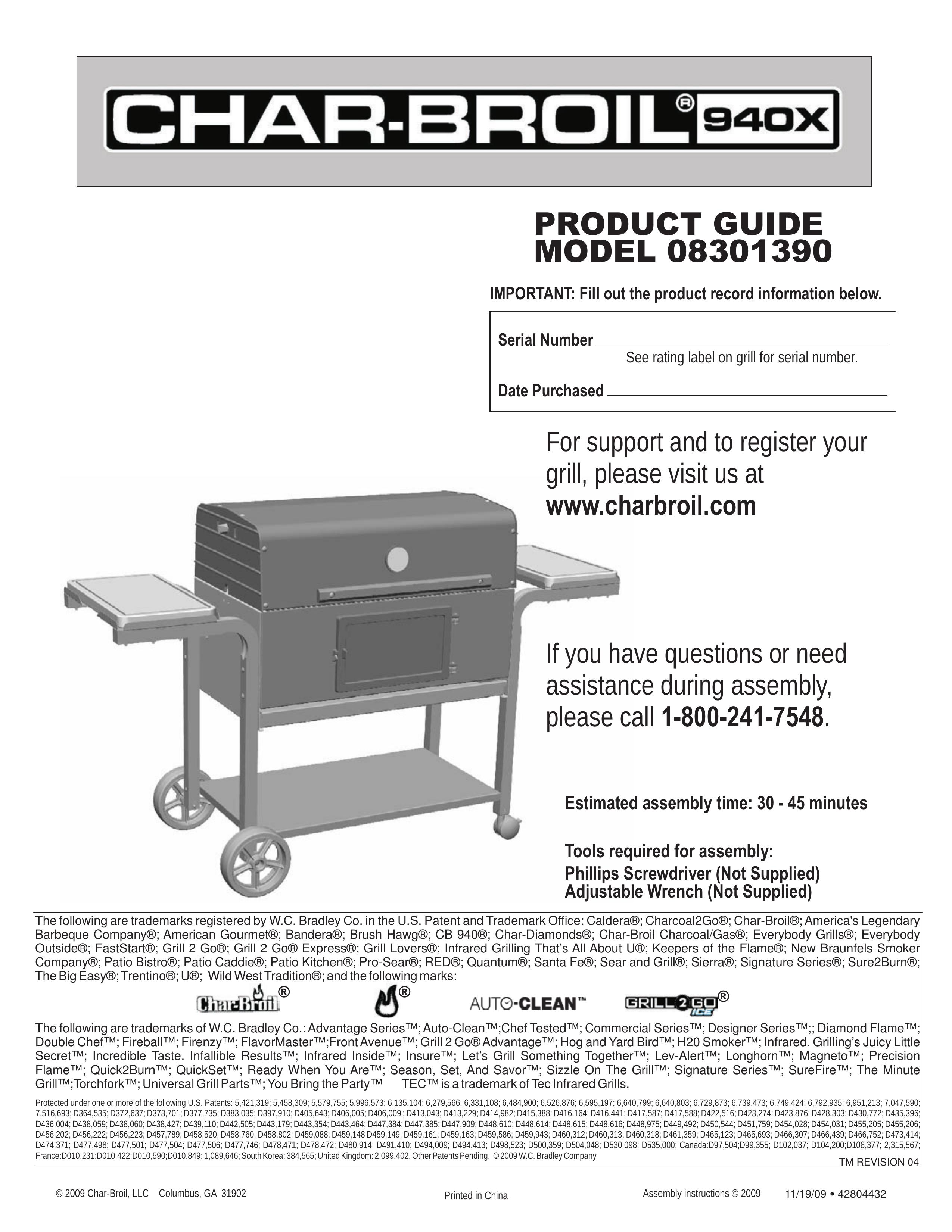 Char-Broil 8301390 Gas Grill User Manual