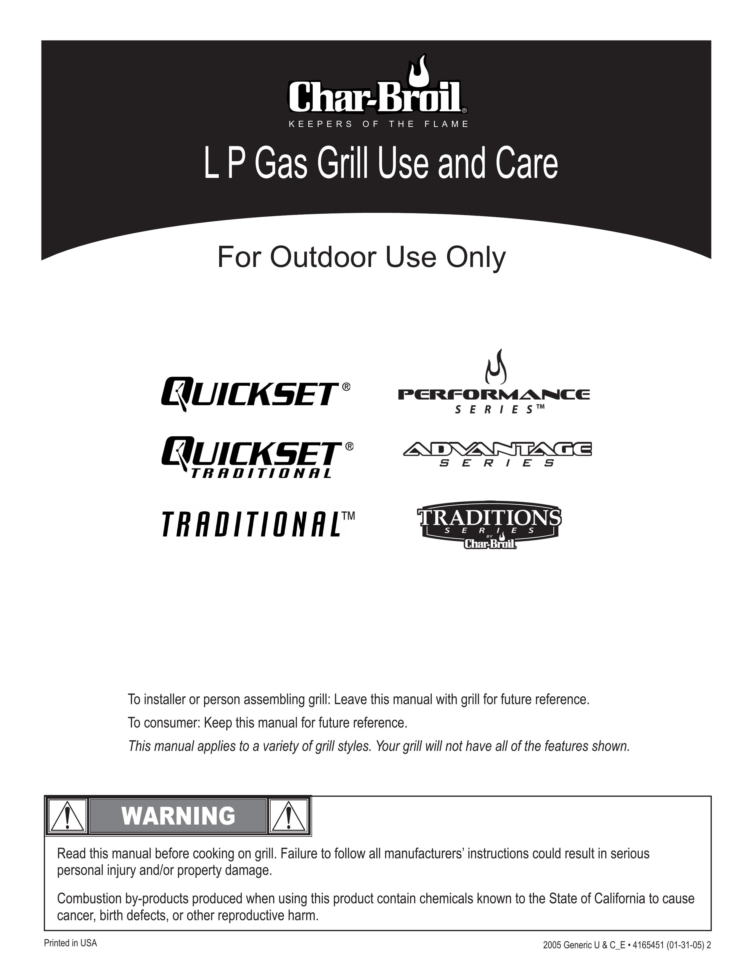 Char-Broil LP Gas Grill Gas Grill User Manual