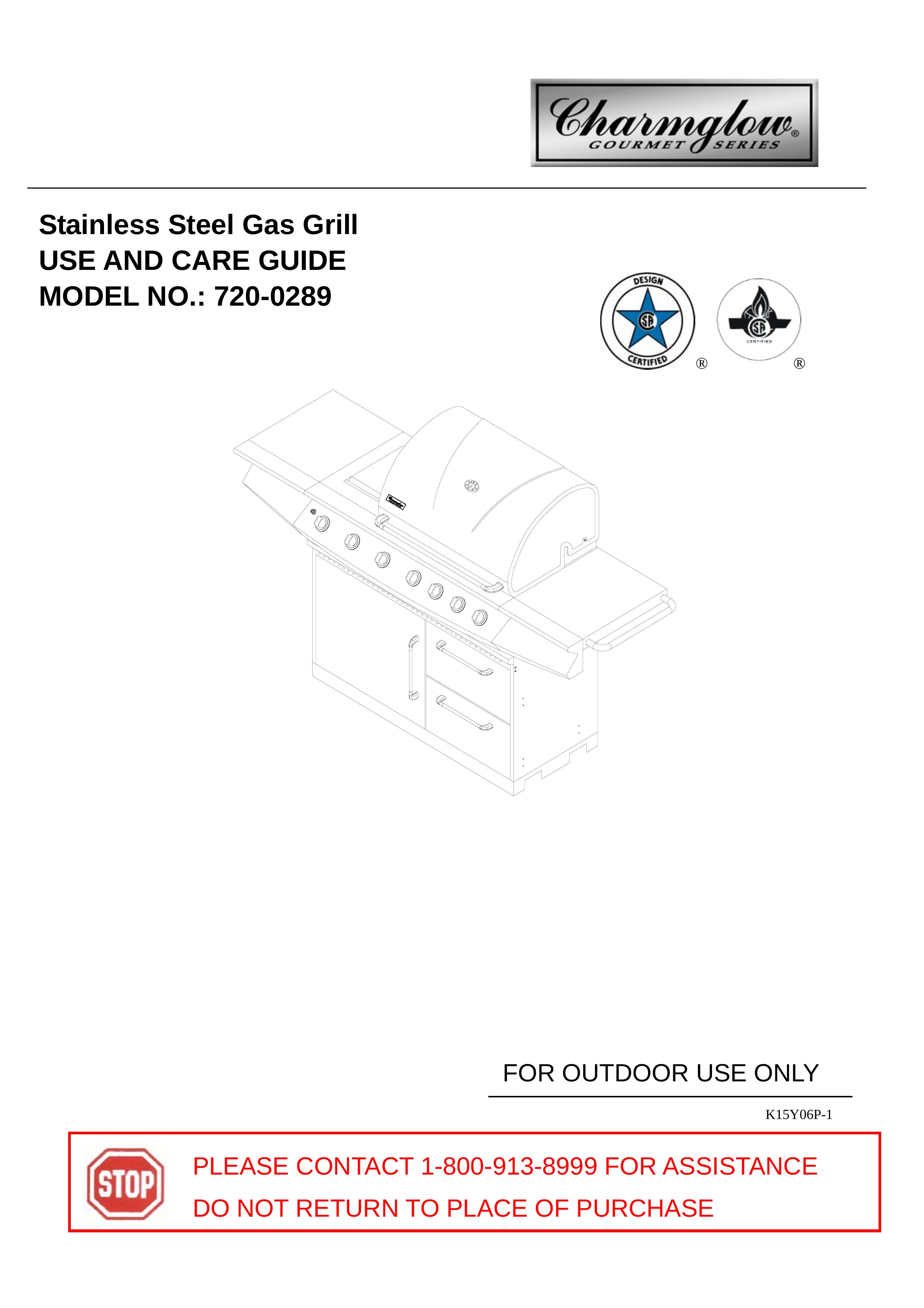 Charmglow 720-0289 Gas Grill User Manual