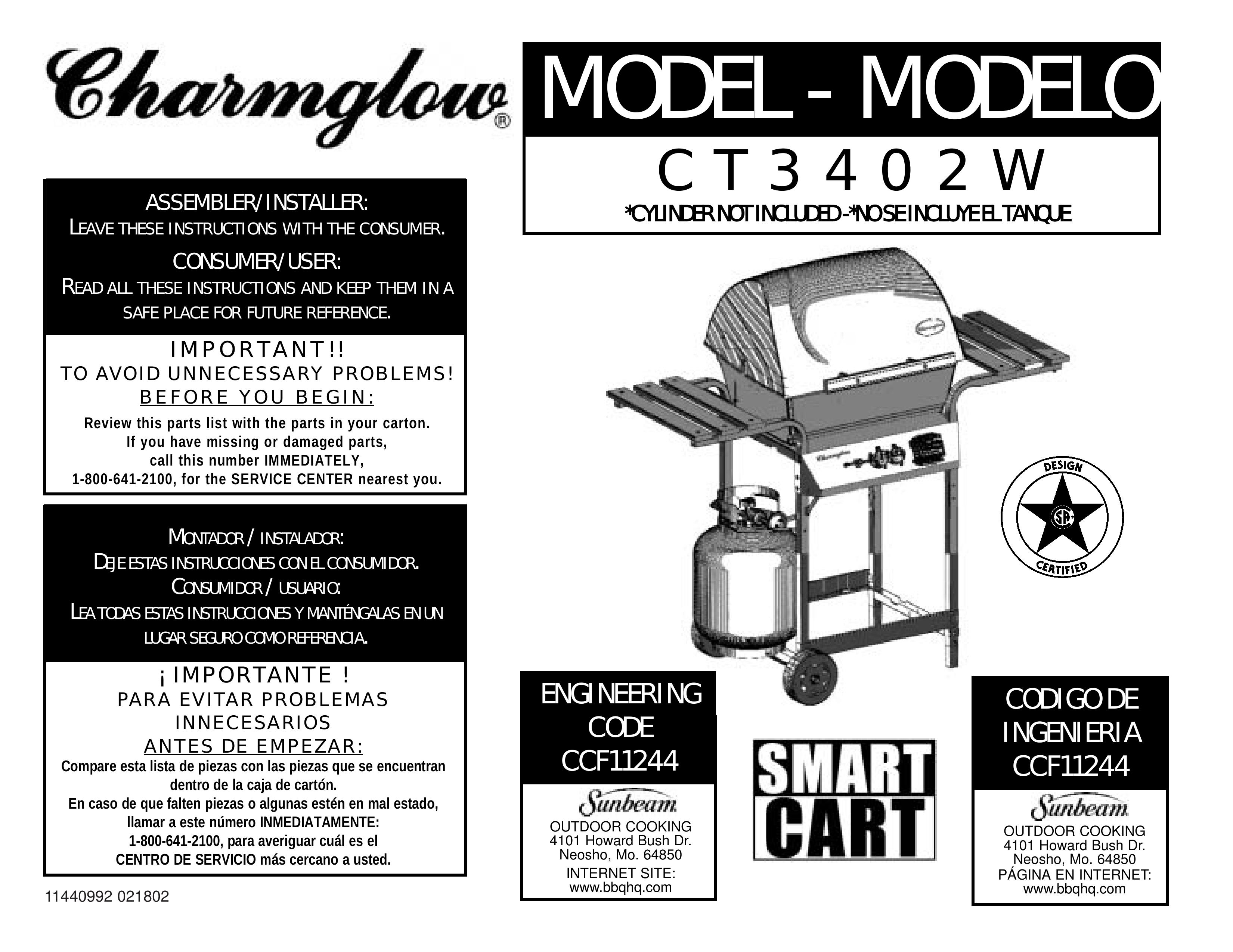 Charmglow CT3402W Gas Grill User Manual