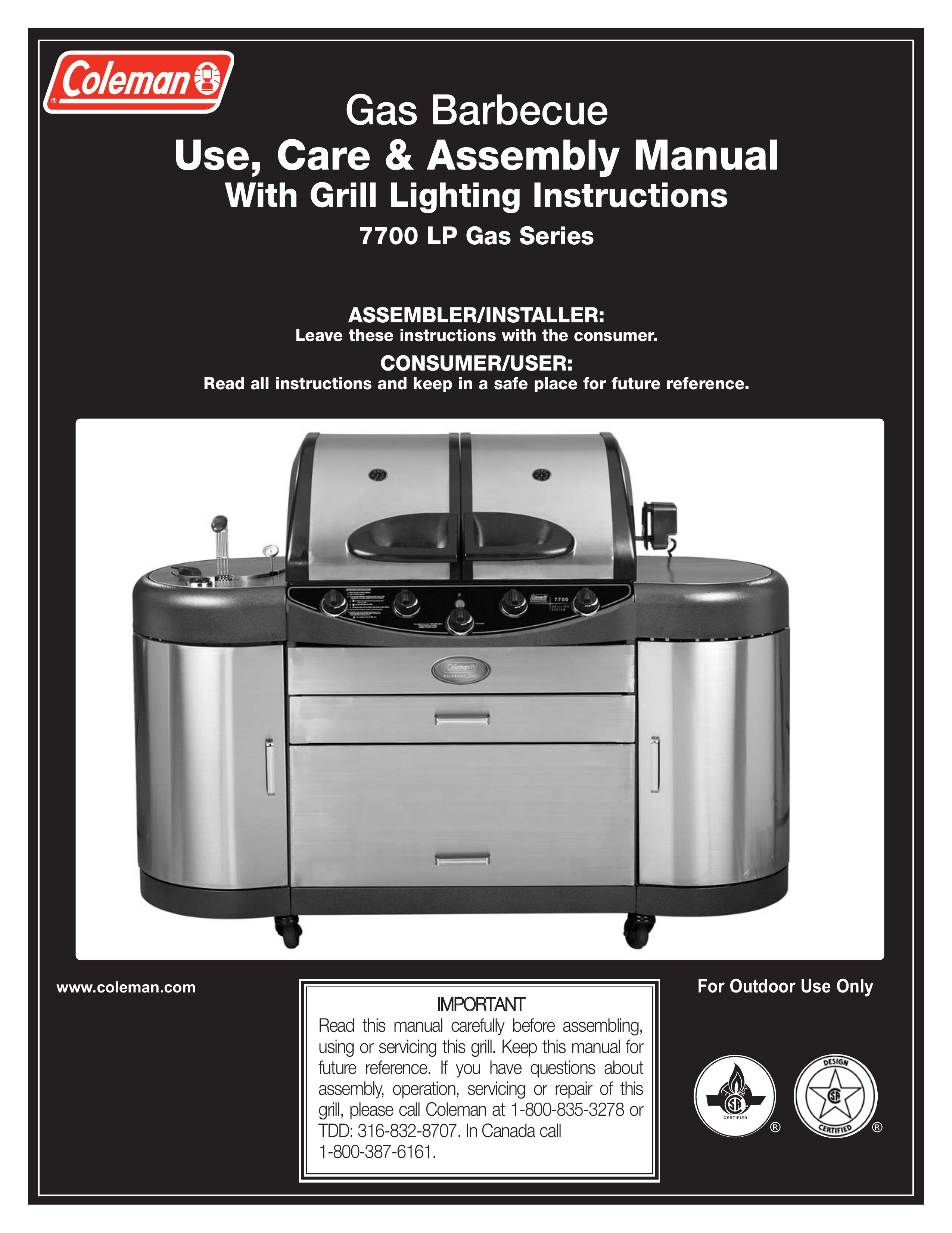 Coleman 7700 LP Gas Series Gas Grill User Manual