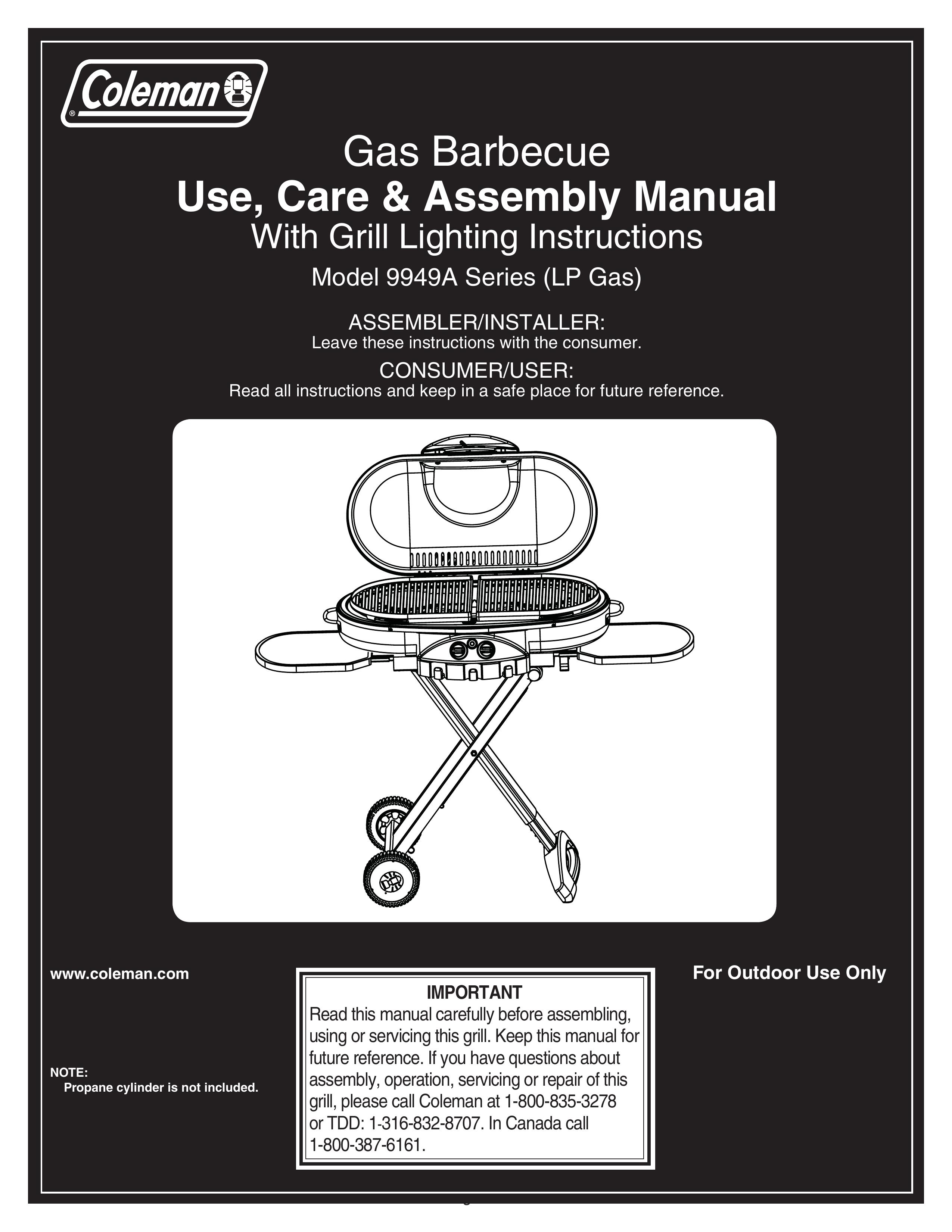 Coleman 9949A Gas Grill User Manual