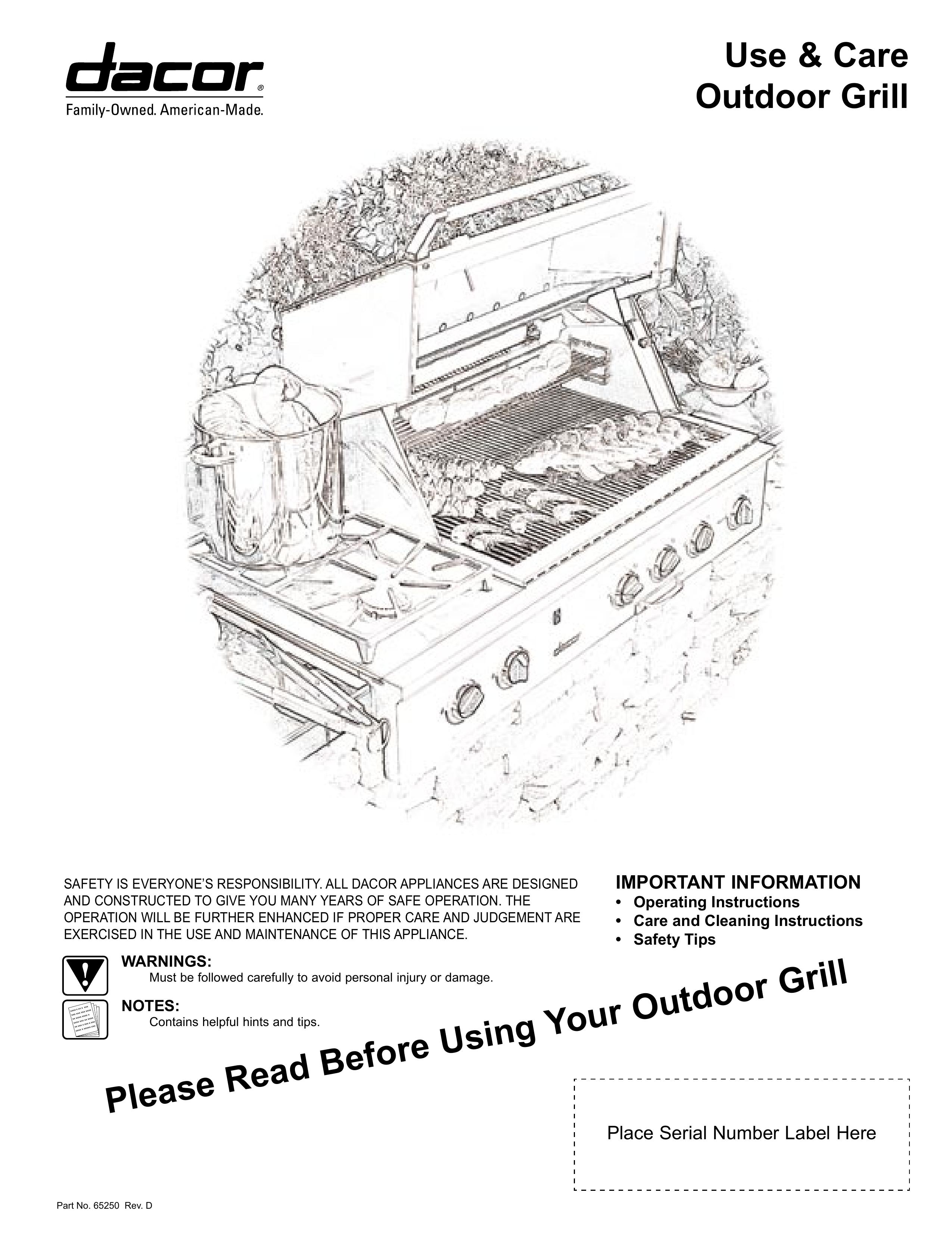 Dacor EOG36 Gas Grill User Manual
