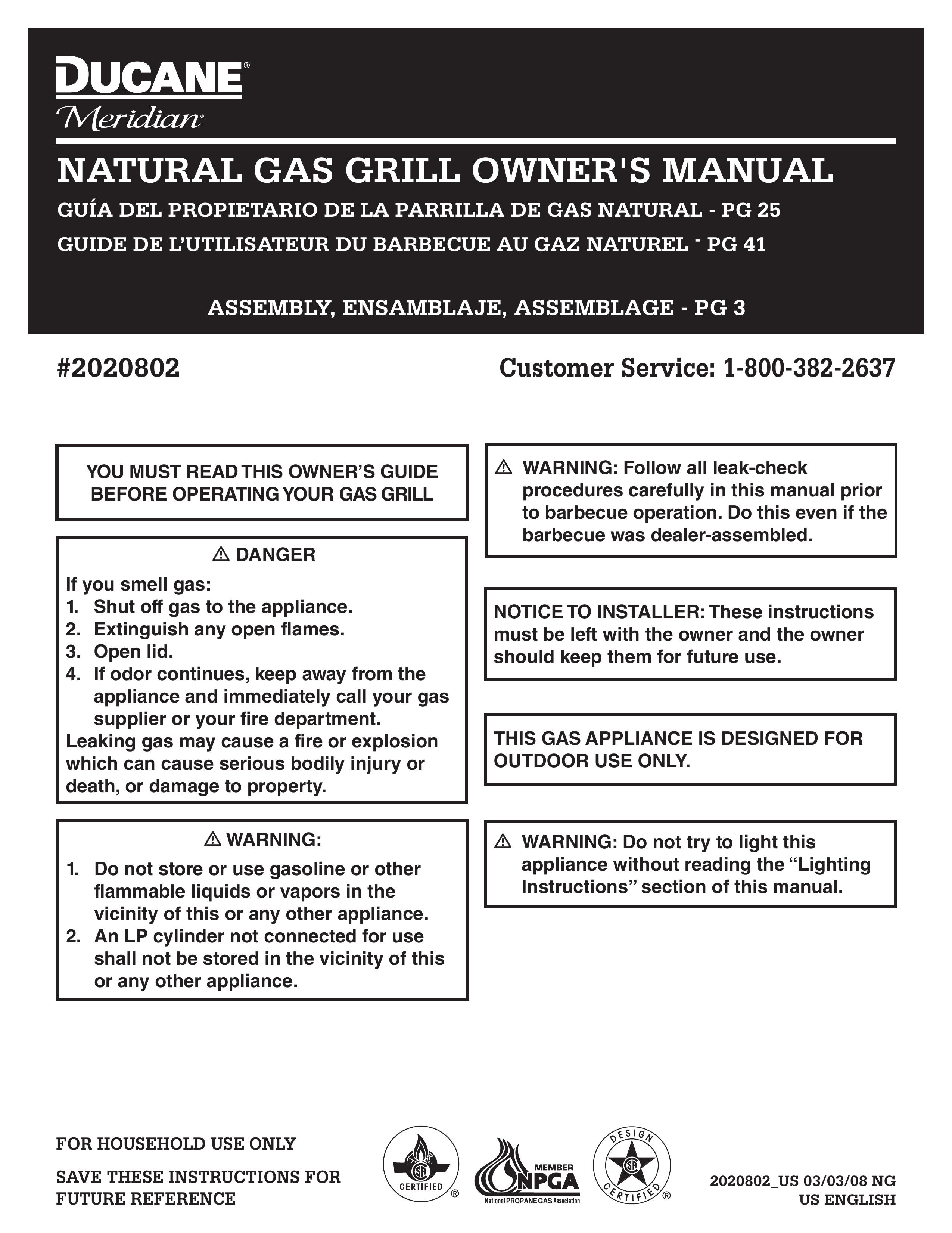 Ducane 2020802 Gas Grill User Manual