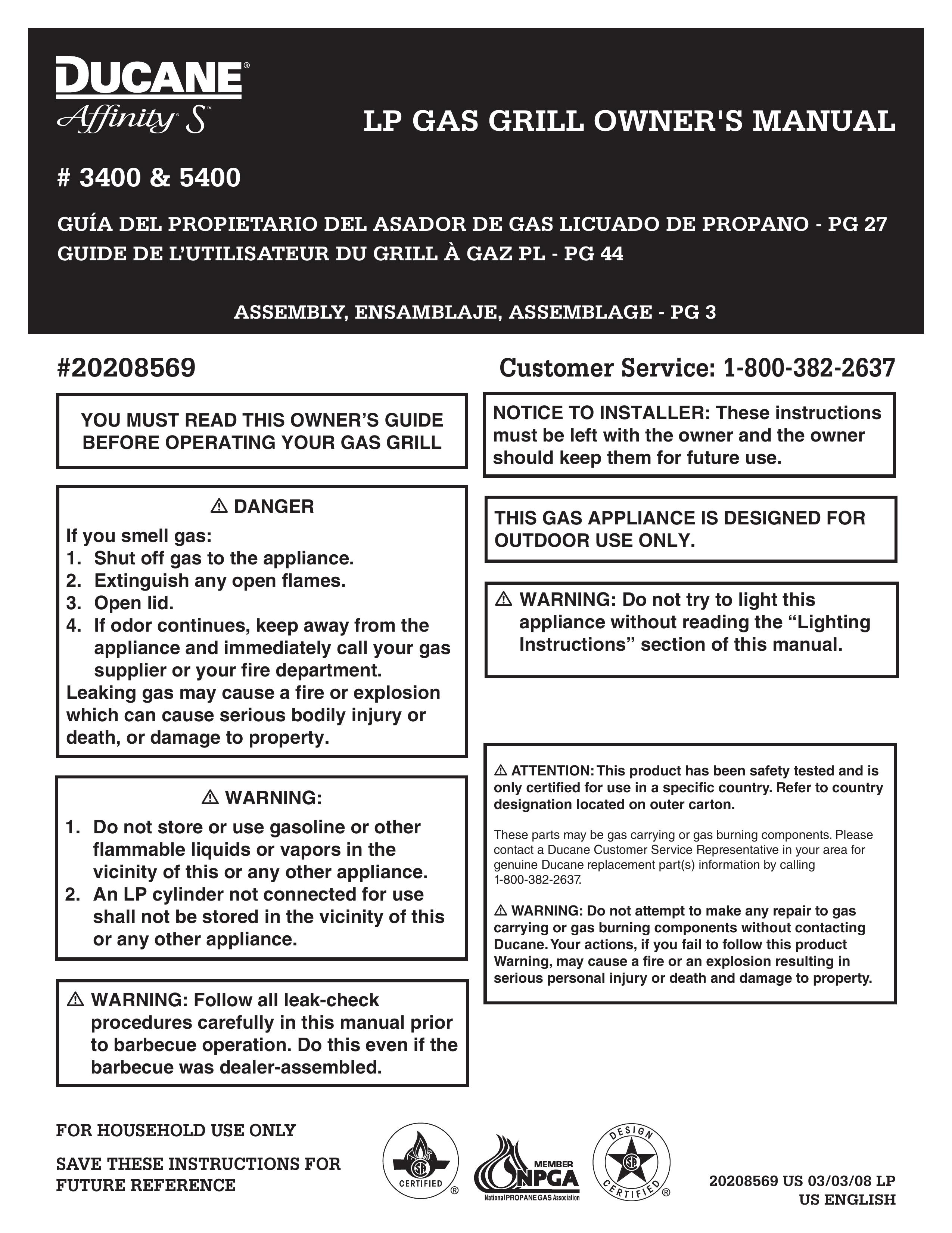 Ducane 20208569 Gas Grill User Manual