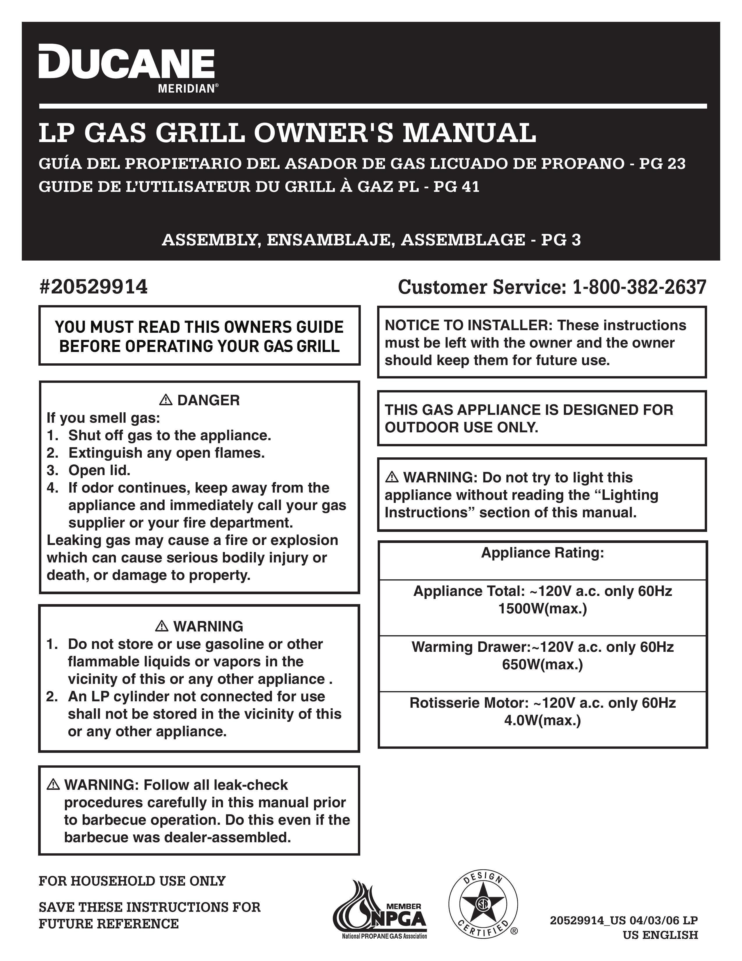 Ducane 20529914 Gas Grill User Manual