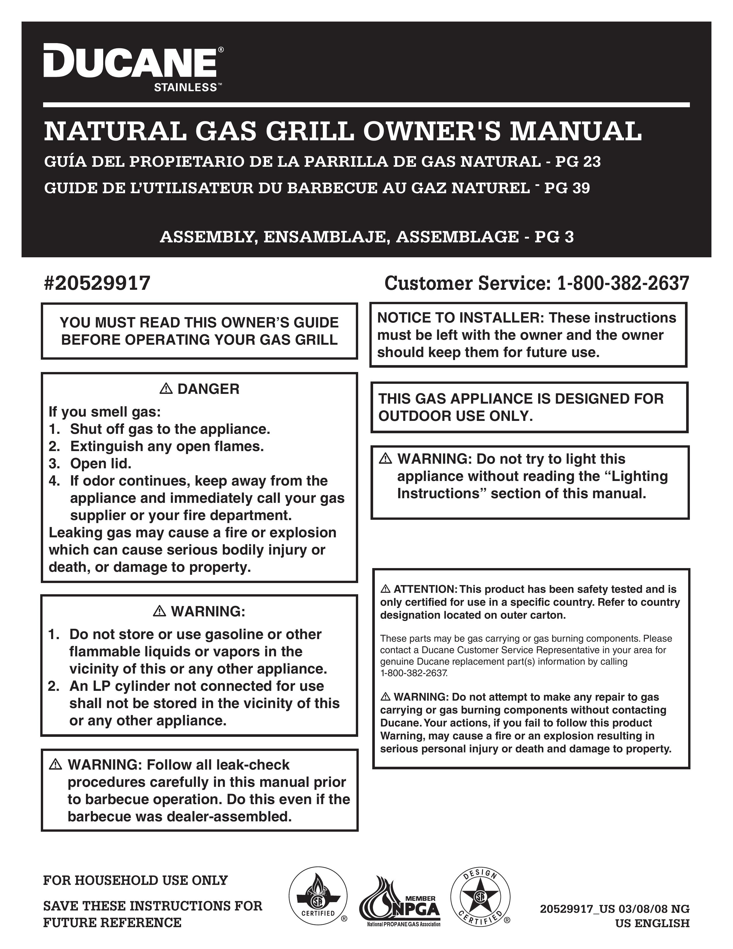 Ducane 20529917 Gas Grill User Manual