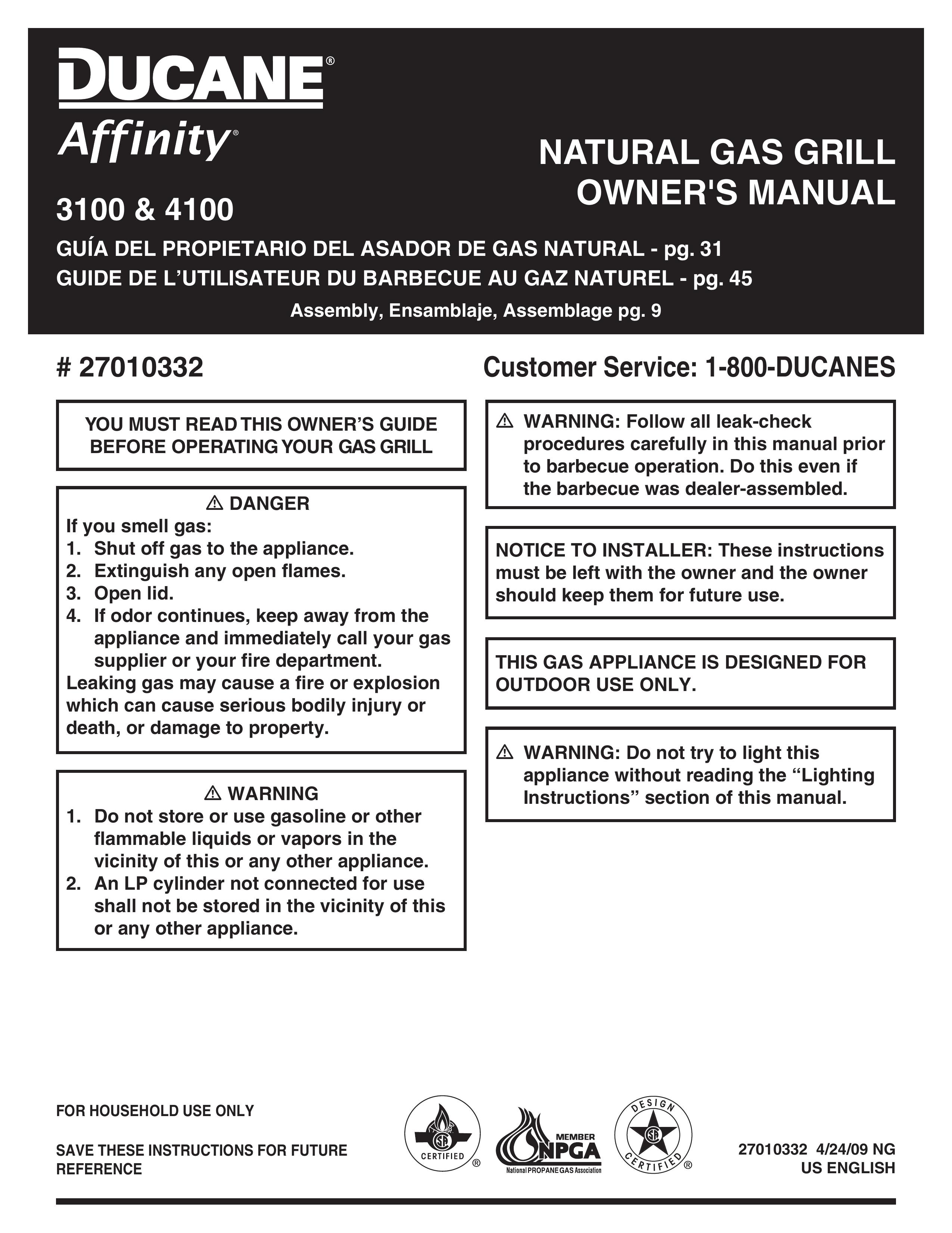Ducane 27010332 Gas Grill User Manual