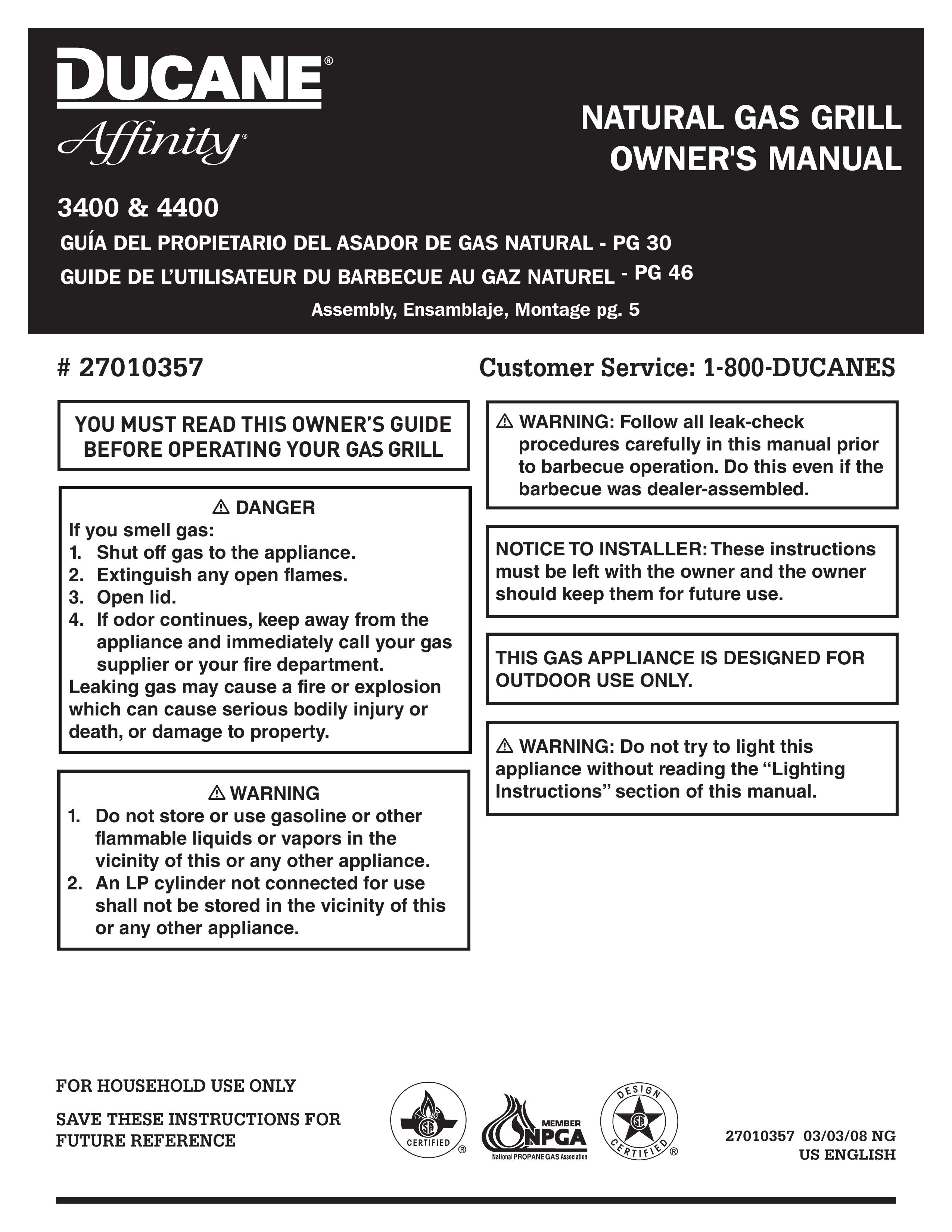 Ducane 27010357 Gas Grill User Manual