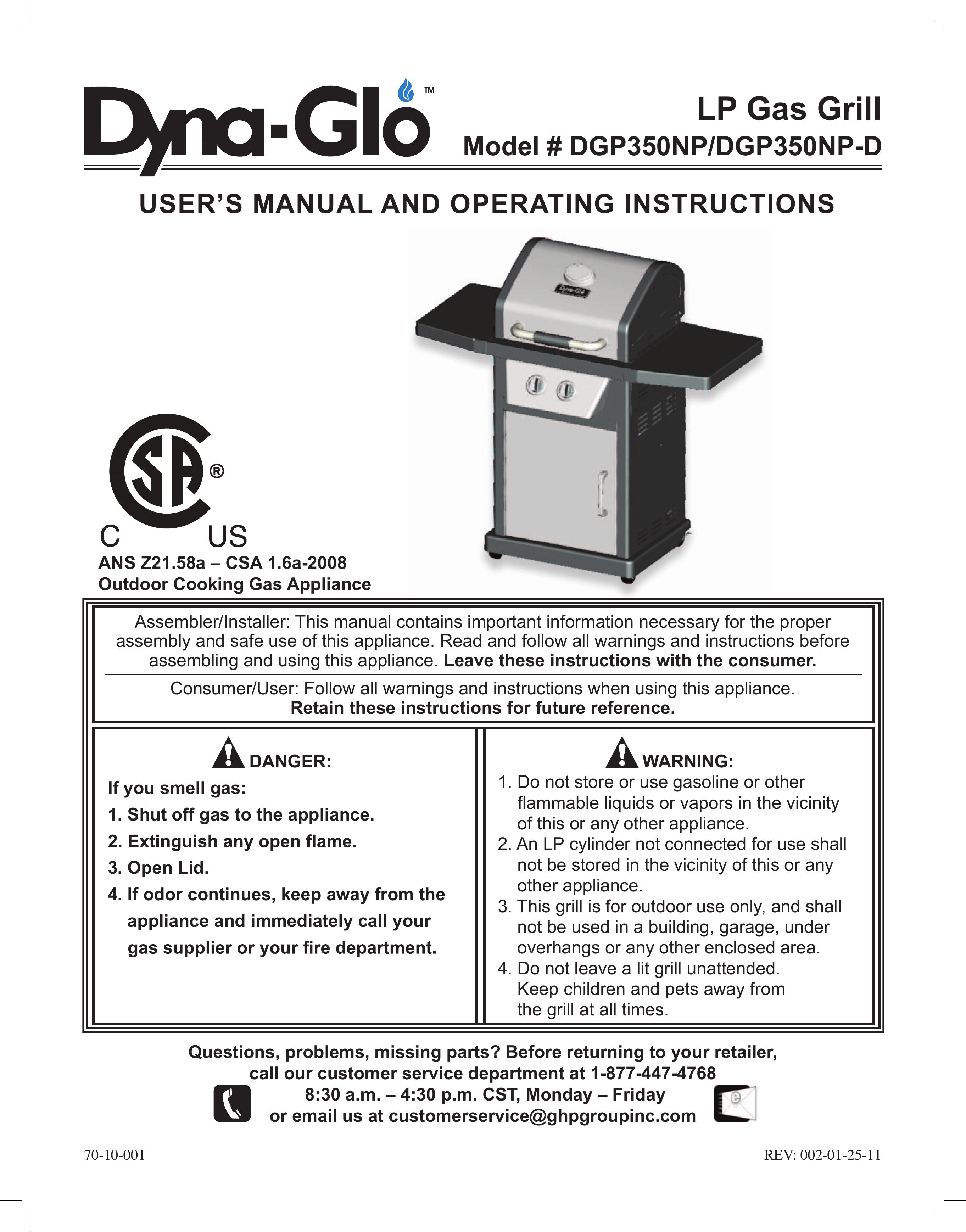 Dyna-Glo DGP350NP Gas Grill User Manual