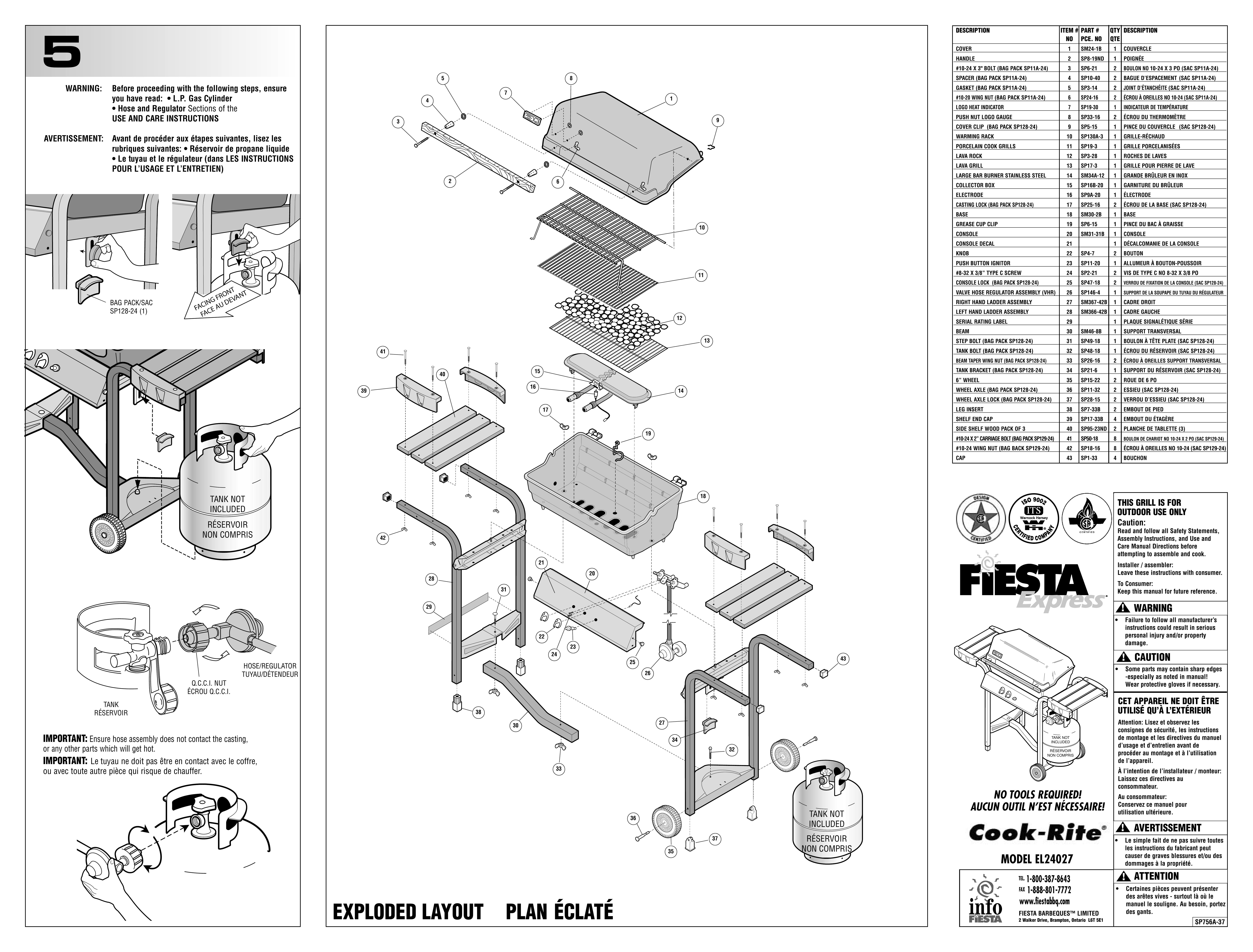 Fiesta Products EL24027 Gas Grill User Manual