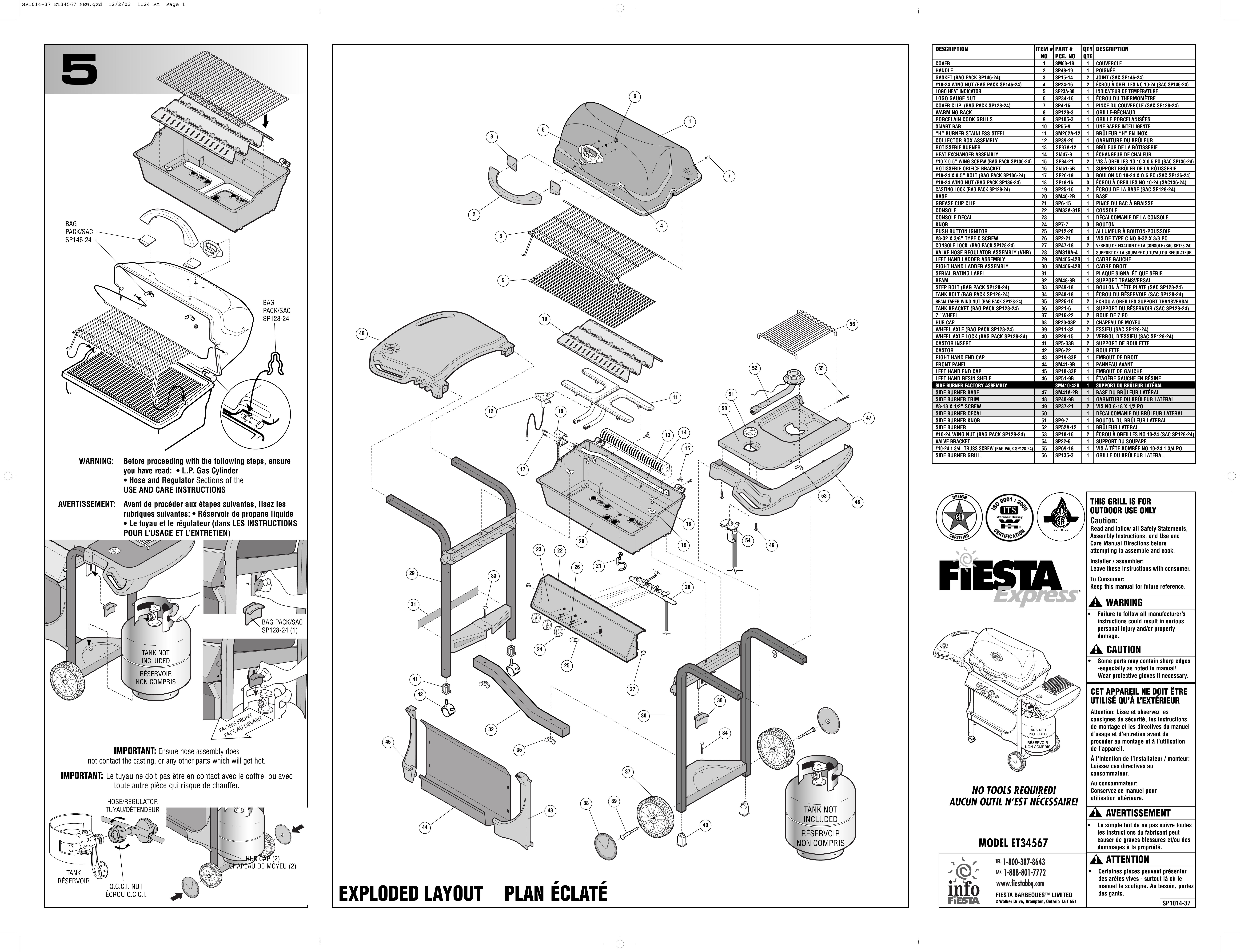 Fiesta Products ET34567 Gas Grill User Manual