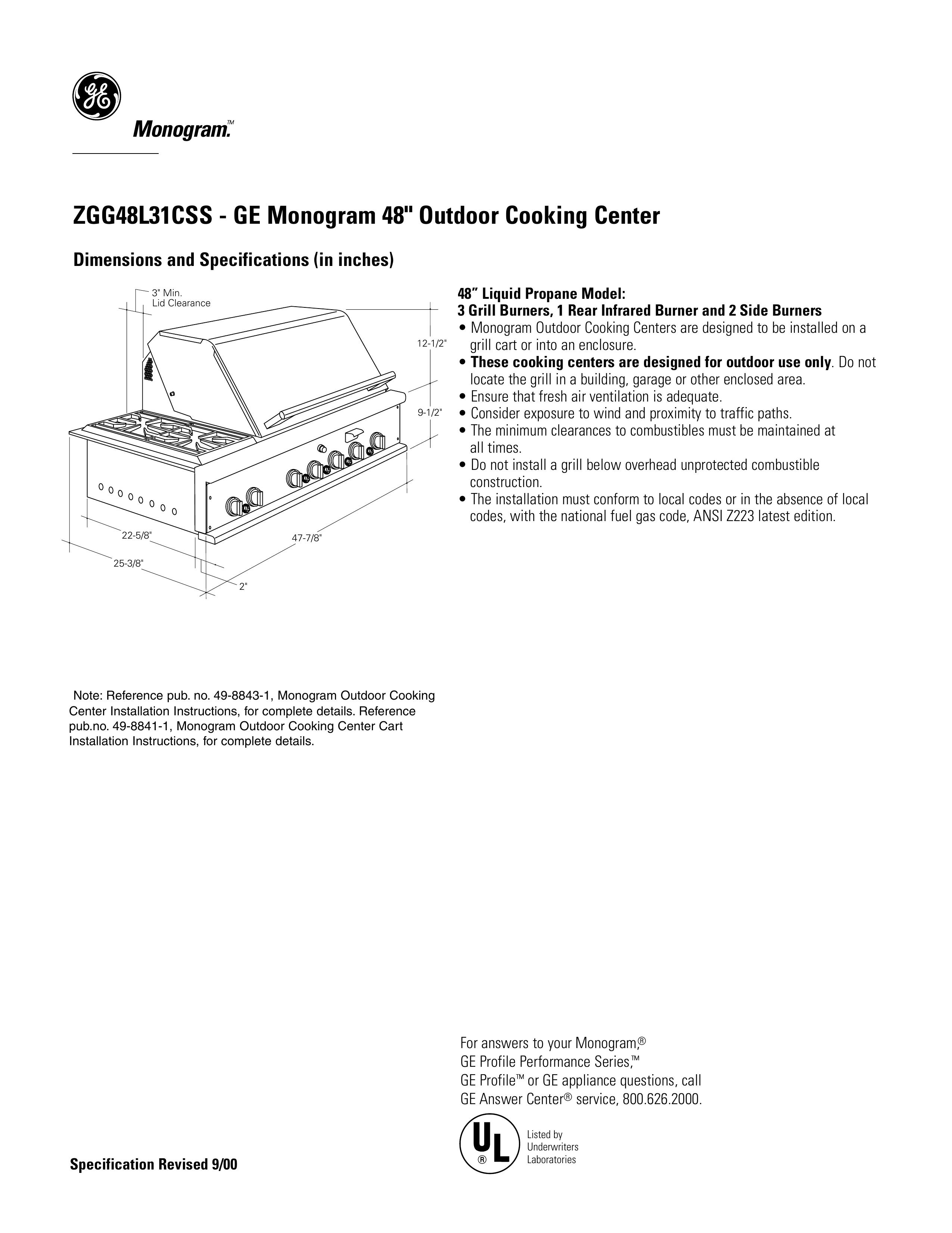 GE Monogram ZGG48L31CSS Gas Grill User Manual