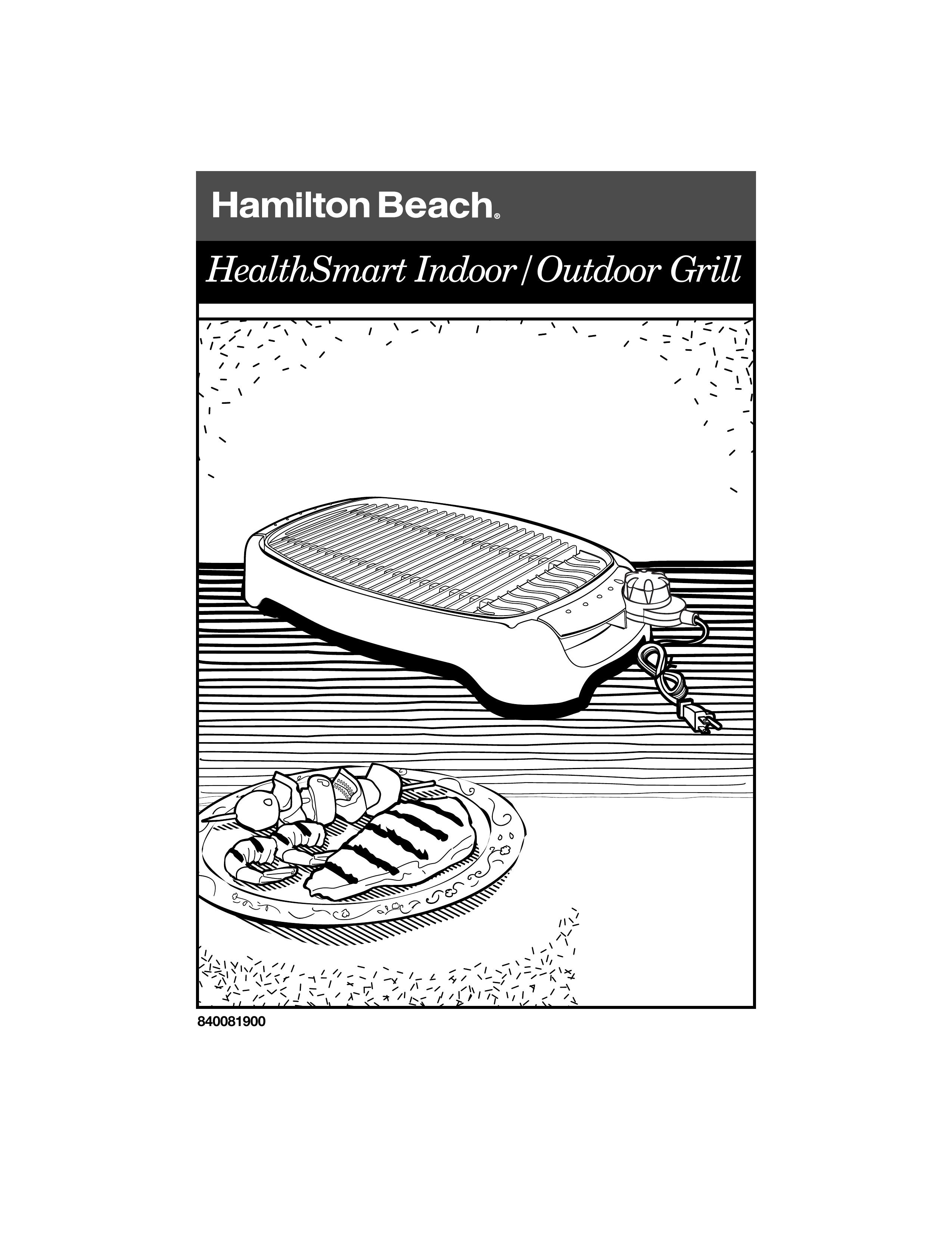 Hamilton Beach 840081900 Gas Grill User Manual