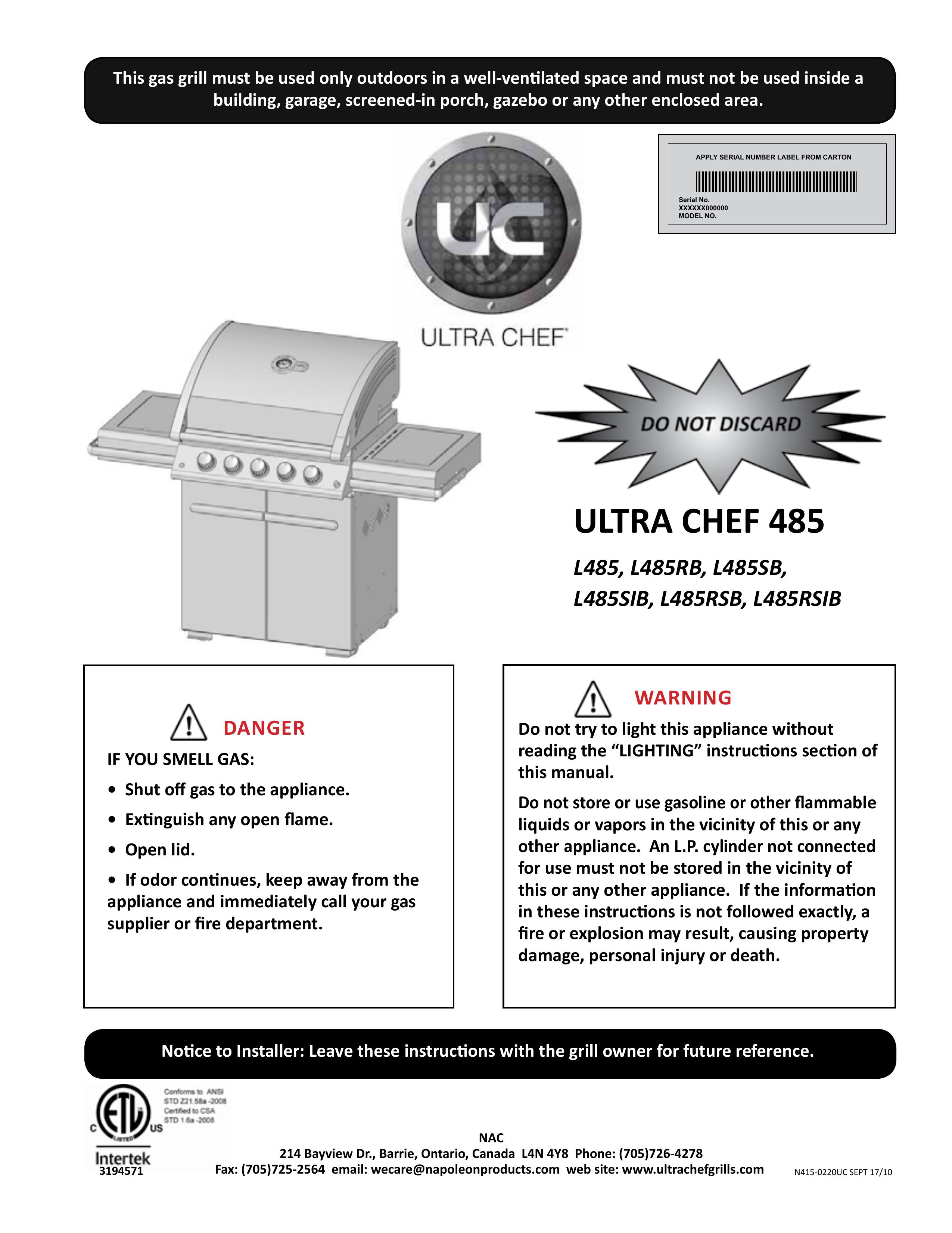 Interlink electronic L485SIB Gas Grill User Manual