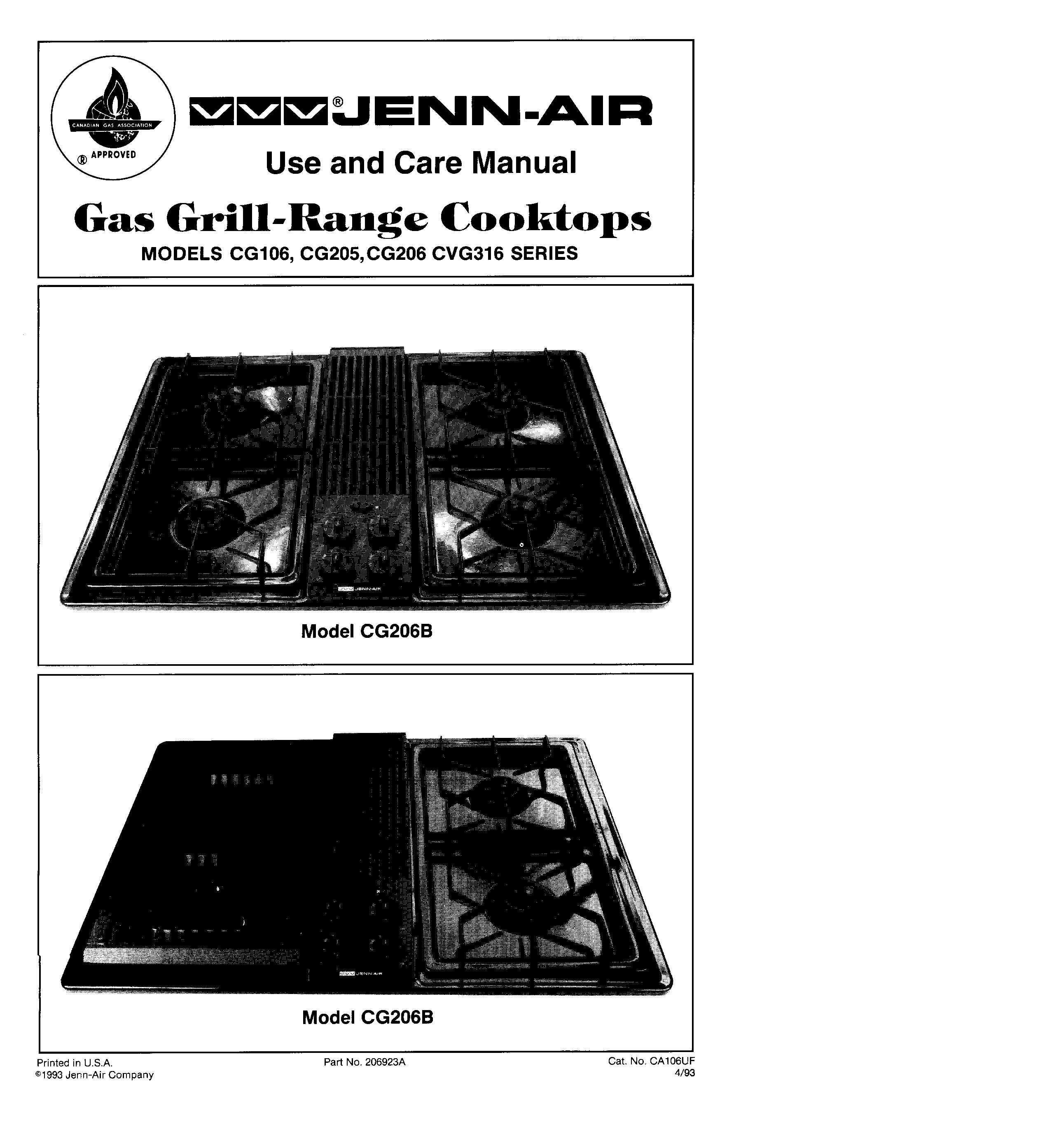 Jenn-Air CG106 Gas Grill User Manual