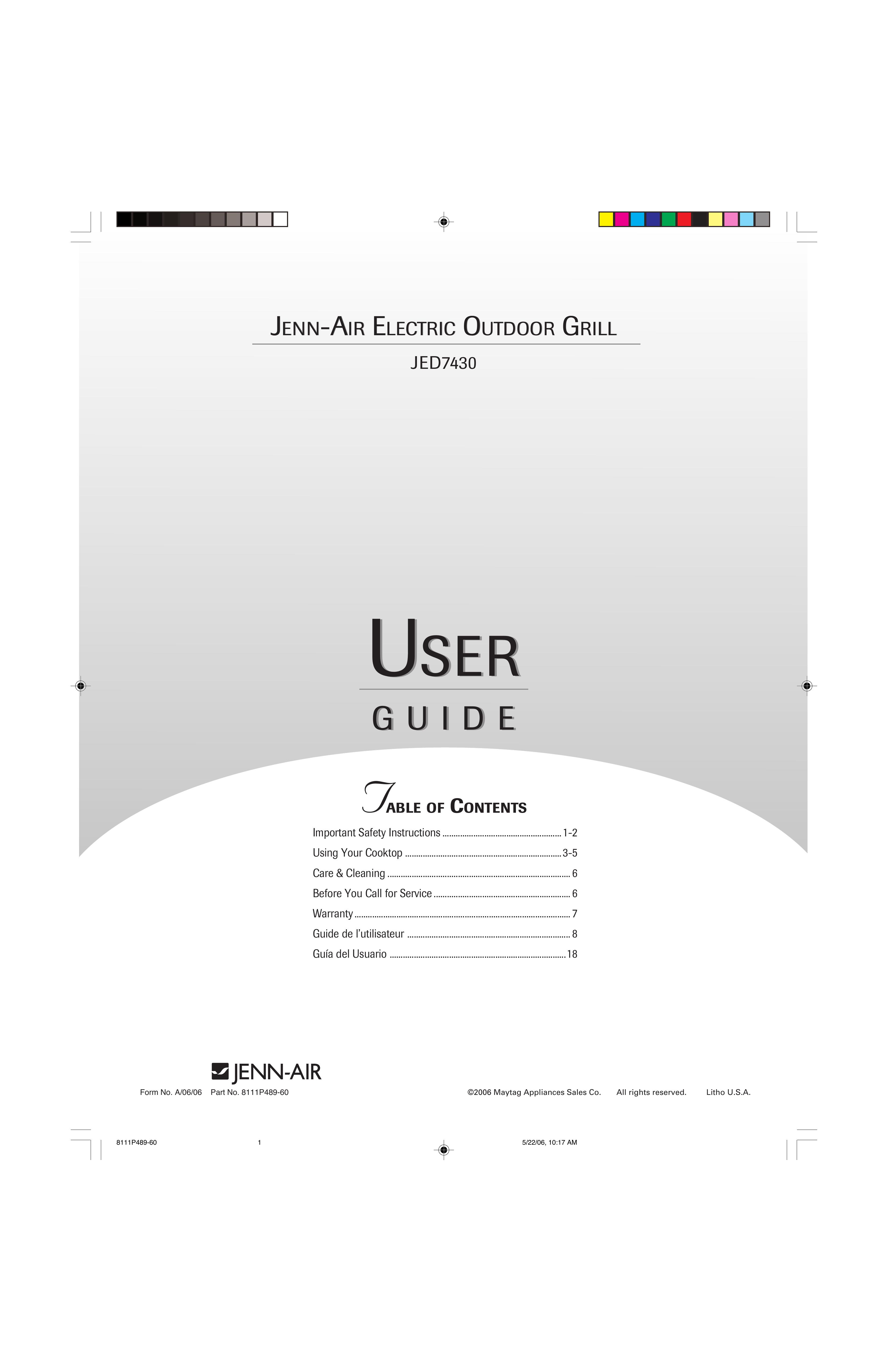 Jenn-Air JED7430 Gas Grill User Manual