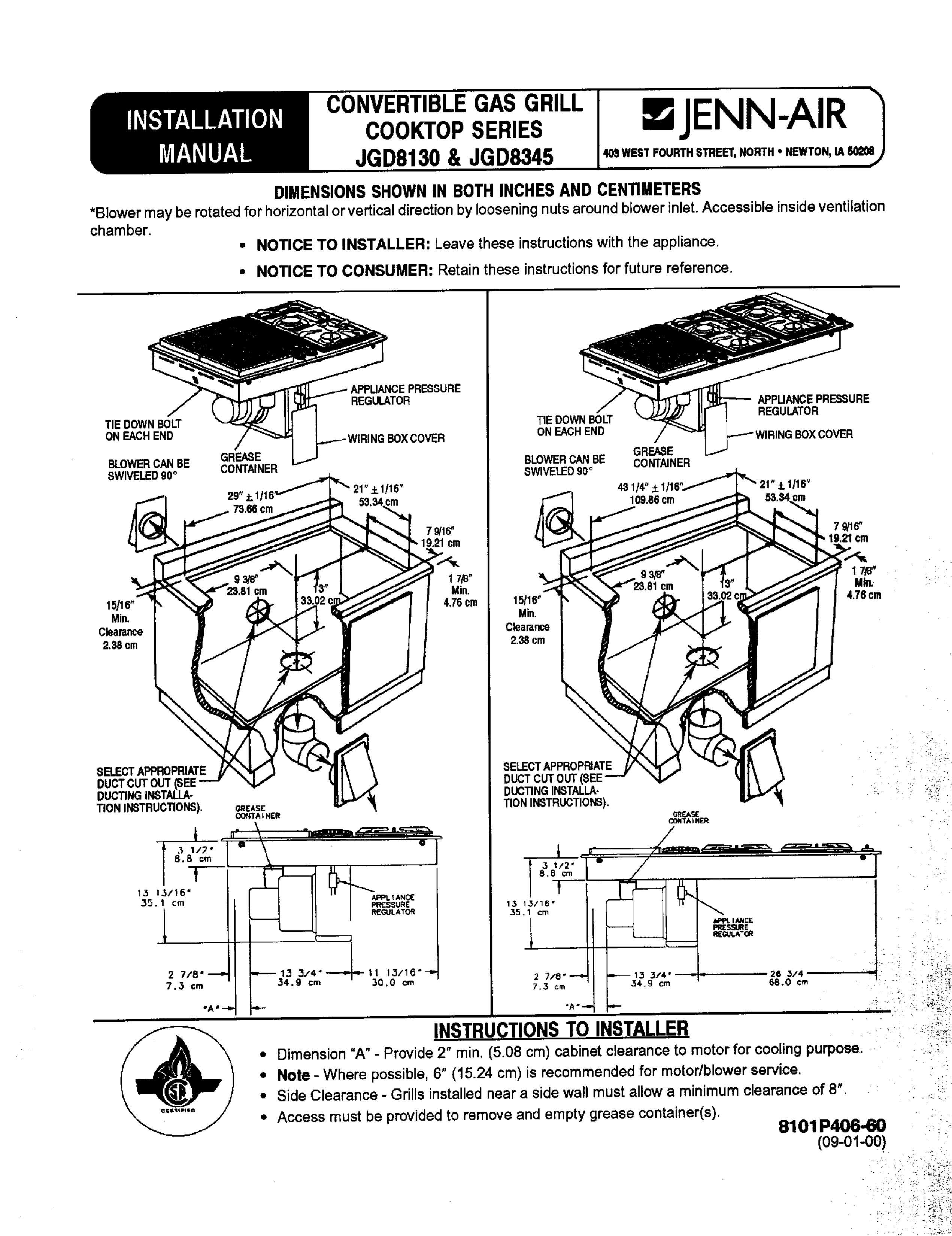 Jenn-Air JGD8345 Gas Grill User Manual