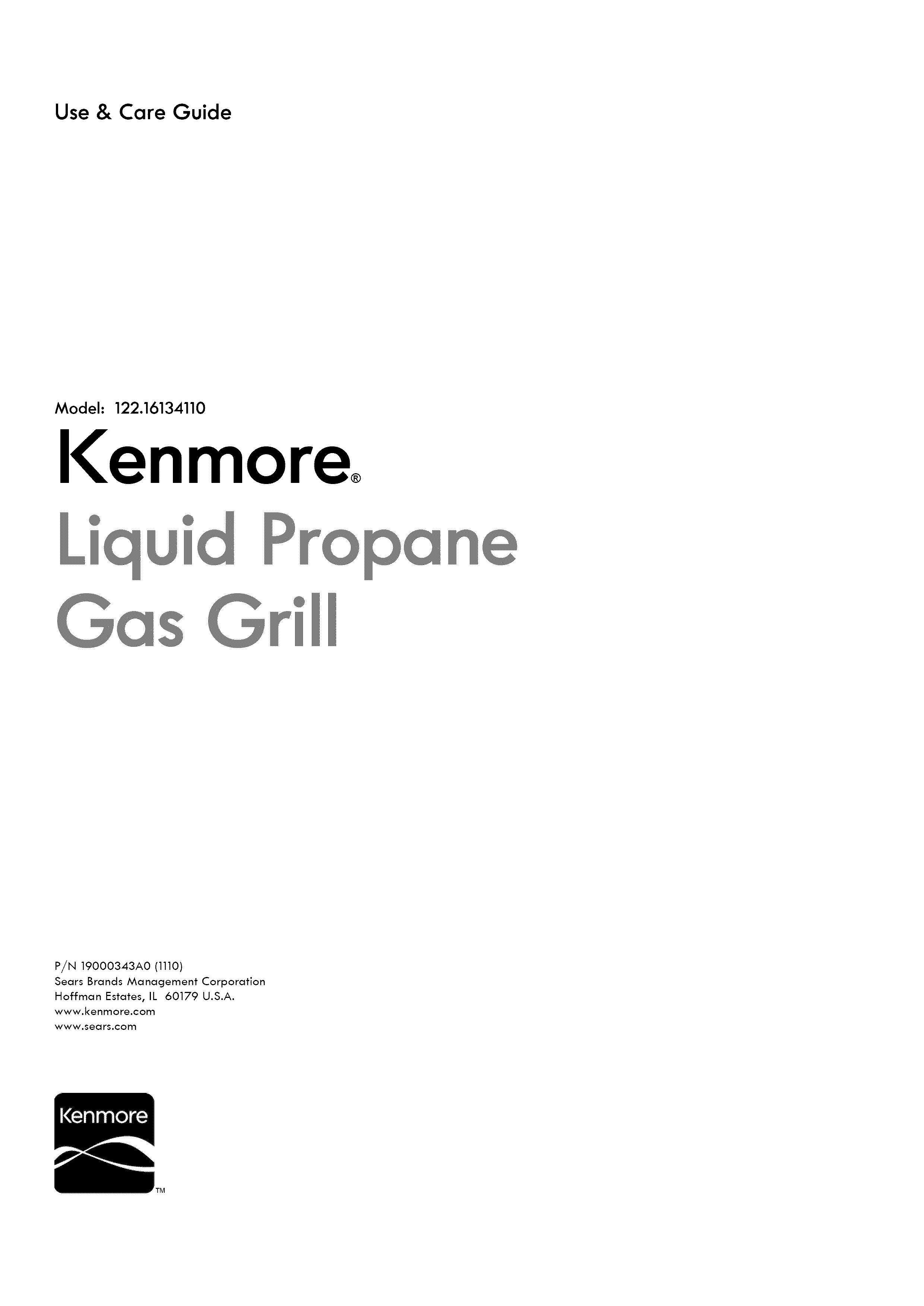 Kenmore 122.1613411 Gas Grill User Manual