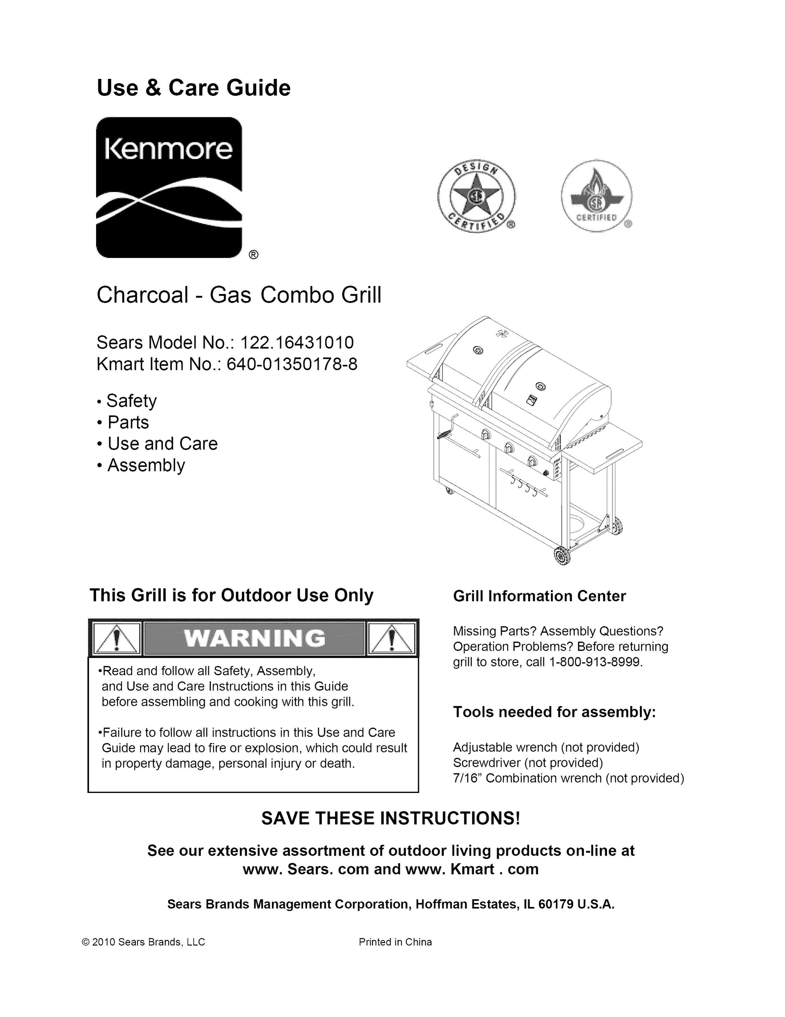 Kenmore 122.1643101 Gas Grill User Manual