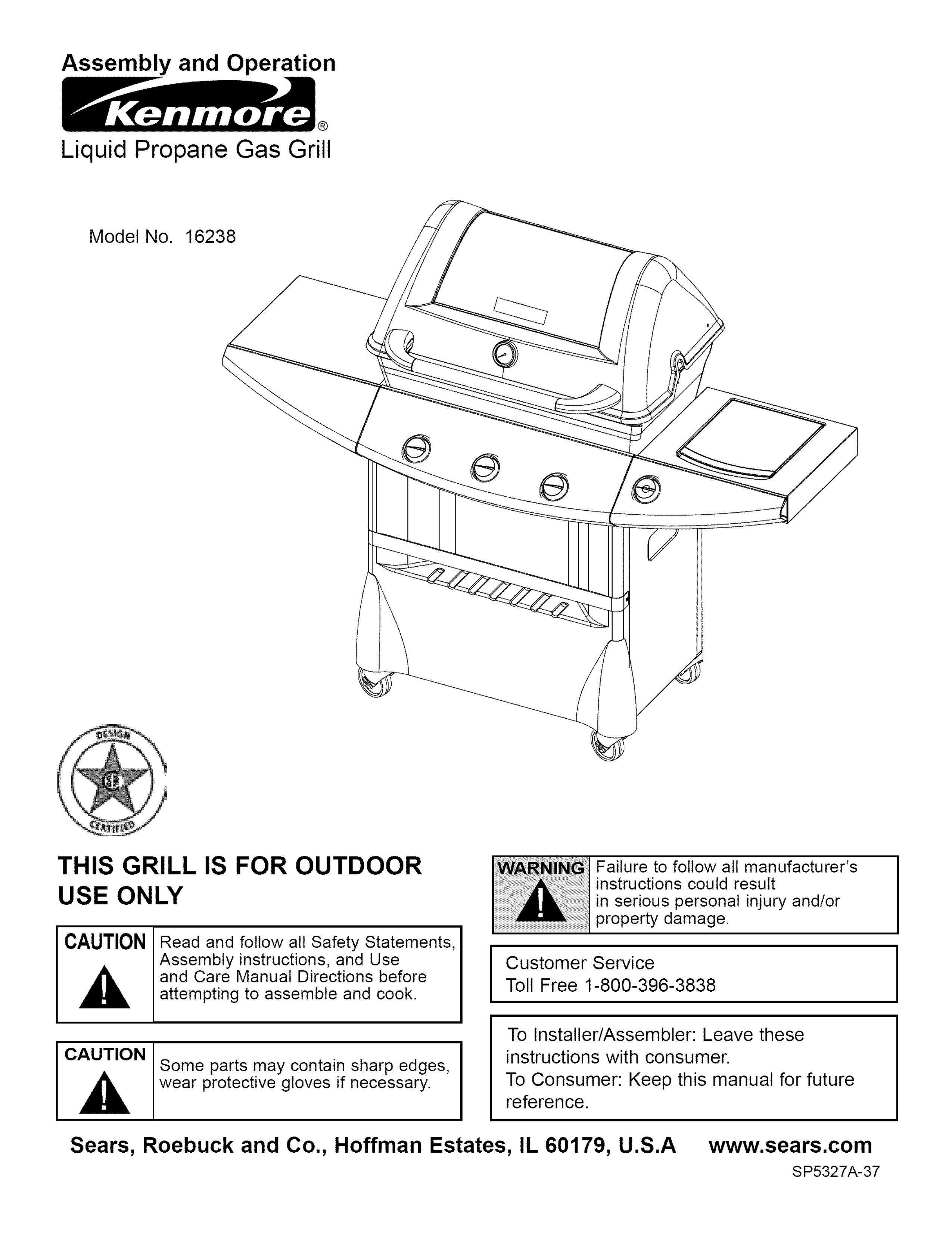 Kenmore 16238 Gas Grill User Manual