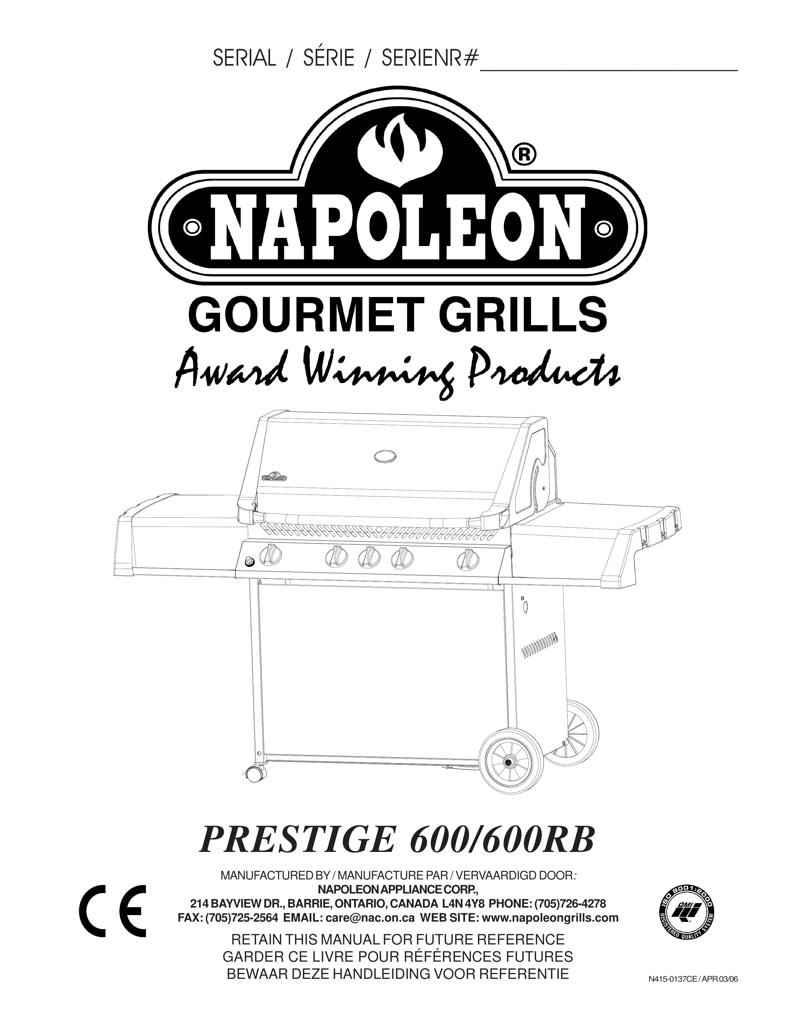 Napoleon Grills 600RB Gas Grill User Manual