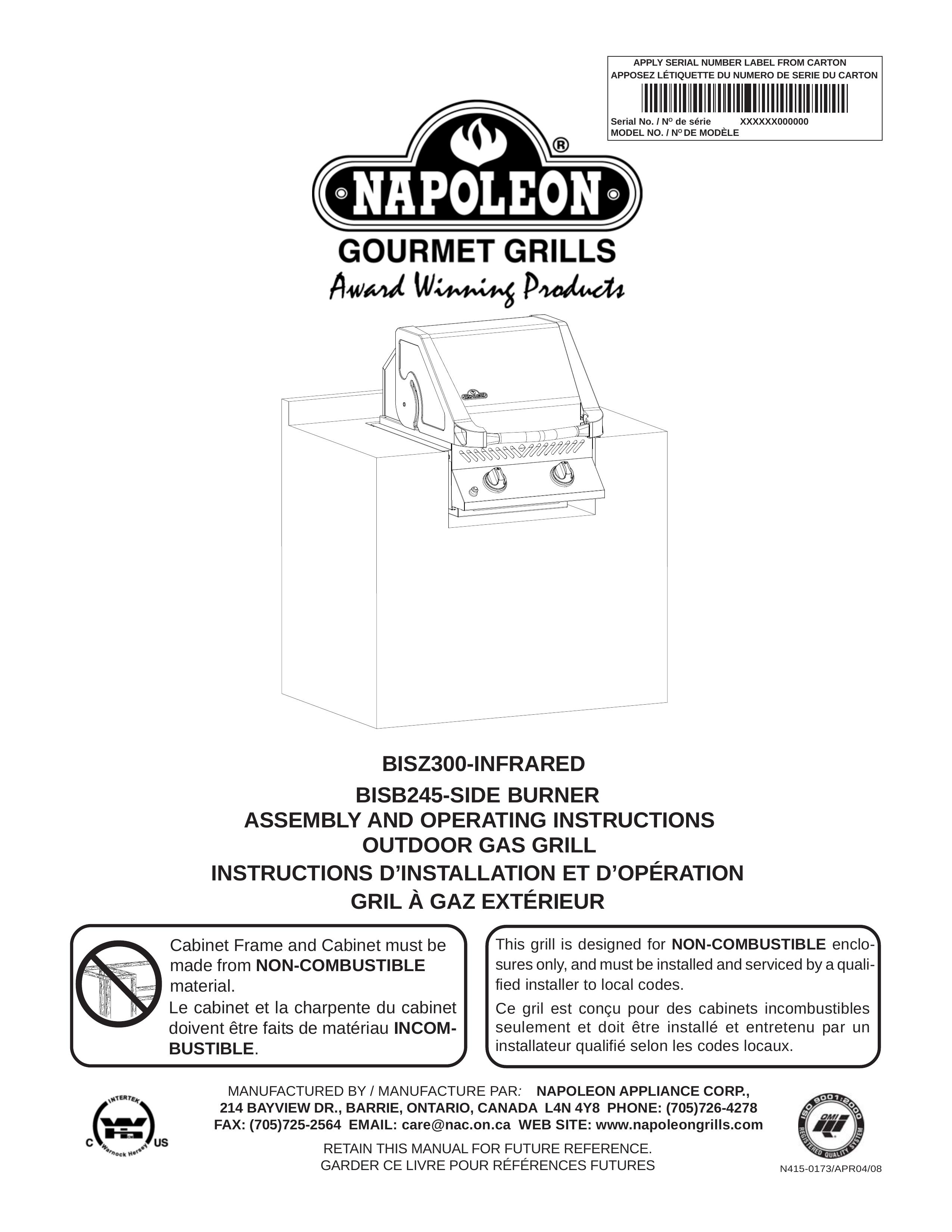 Napoleon Grills BISB245 Gas Grill User Manual