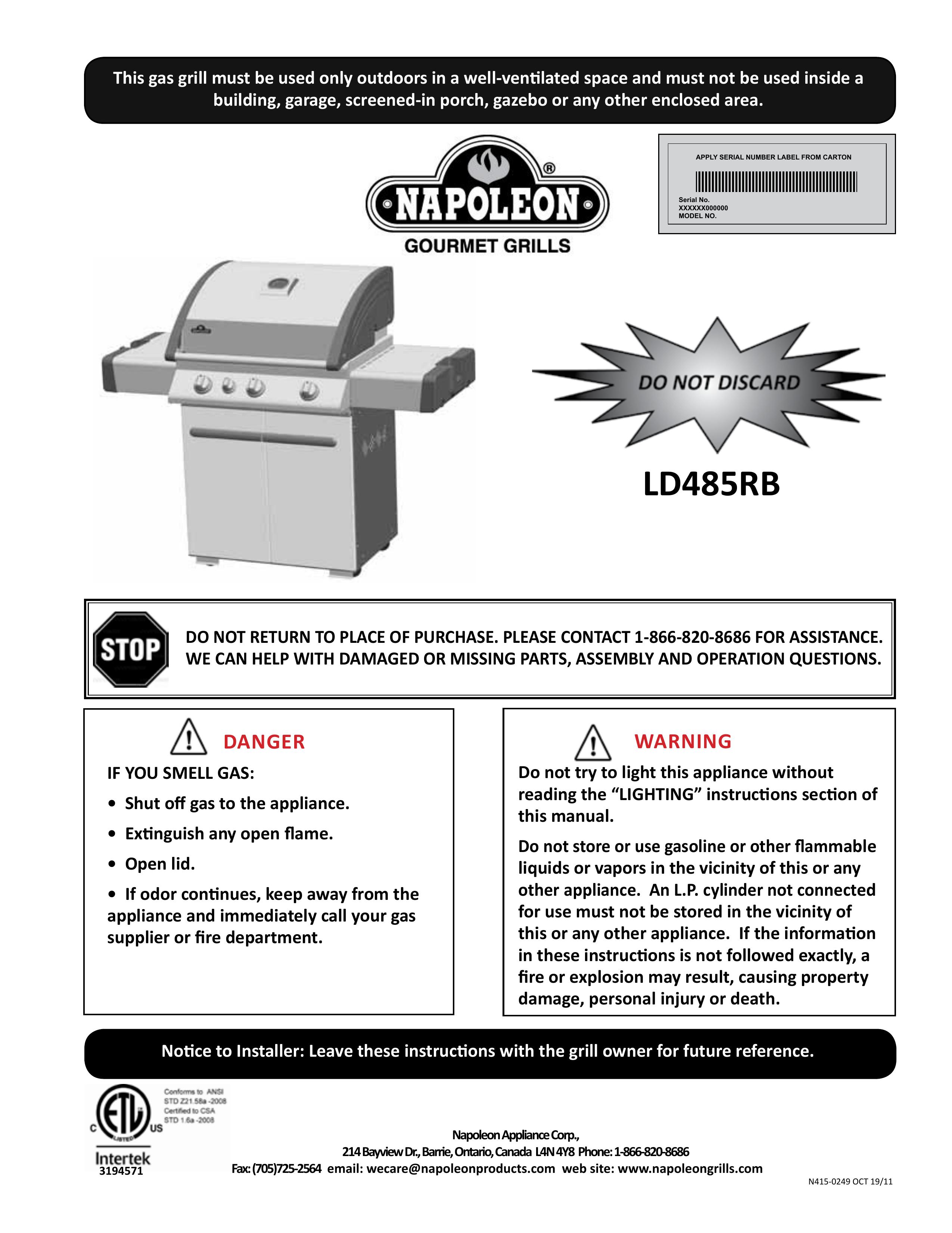 Napoleon Grills LD485RB Gas Grill User Manual